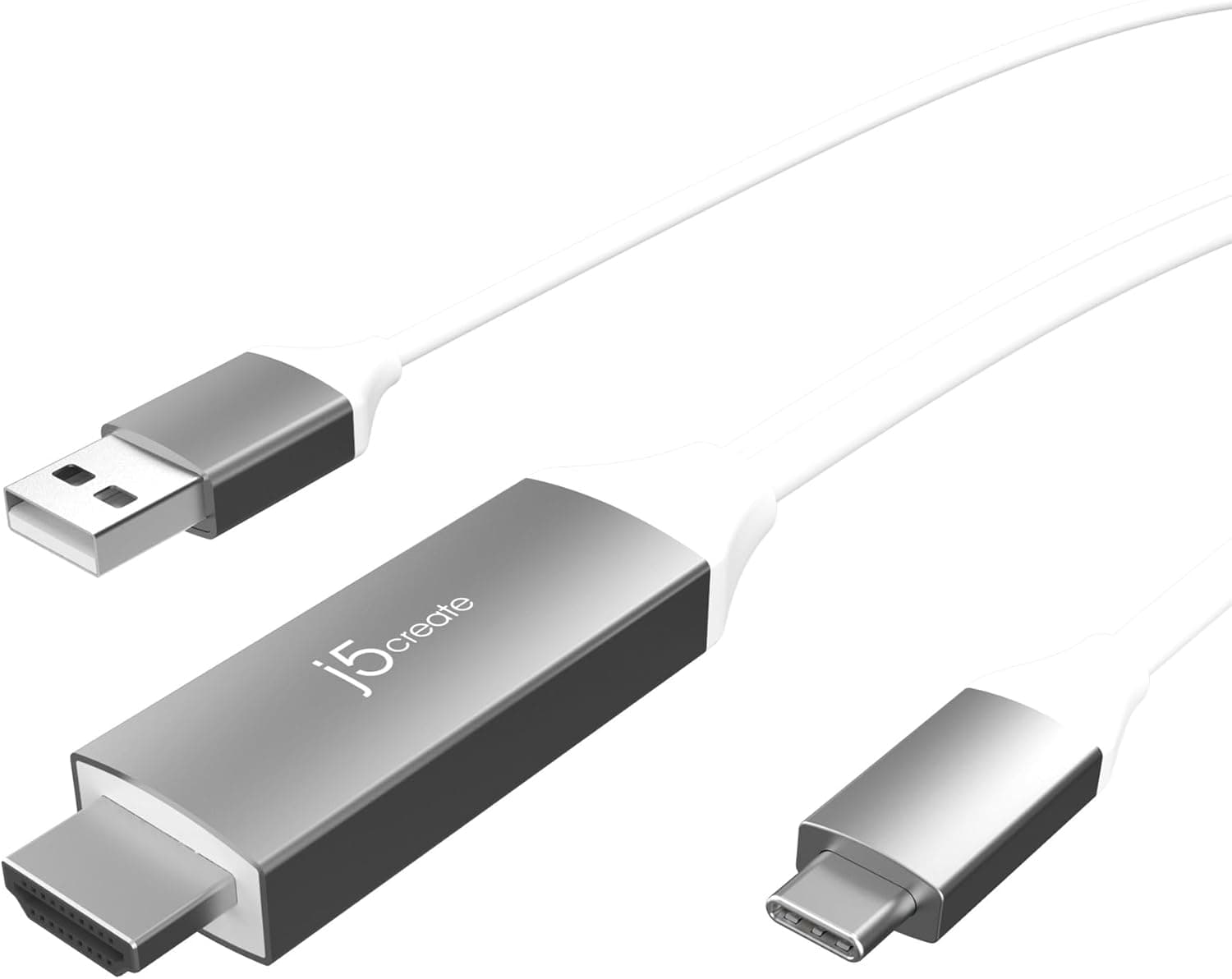 j5create 充電しながら投影 USB C HDMIケーブル 4K@60Hz HDMIケーブルスマホ変換ケーブル ipadテレビ接続ケーブル Type C HDMI変換アダプター USB-A給電7.5W パススルー充電 iPad Pro iPad Air 4 Android タブレット Galaxyなどに 1.
