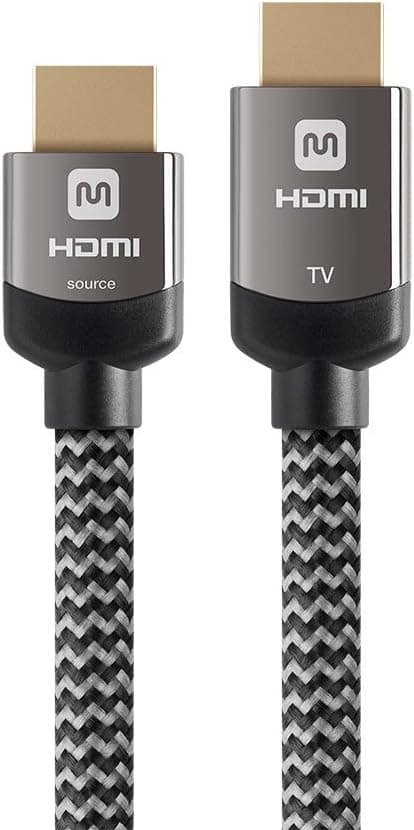 Monoprice Monoprice 4K Braided High Speed HDMI Cable 30ft - CL3 In Wall Rated 18Gbps Active Gray