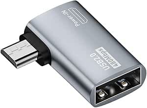 chenyang Micro USB - USB 2.0 OTG ホスト 90度直角アダプター USB電源付き携帯電話タブレット用