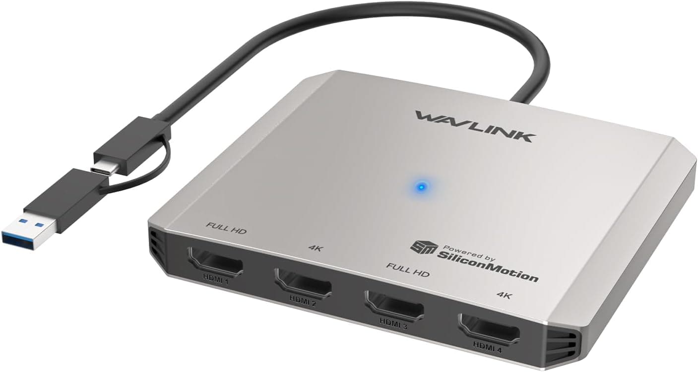 WAVLINK USB C - Quad HDMI 4Kアダプター ユニバーサルUSB A - HDMIドッキング デュアルトリプルディスプレイステーション Windows