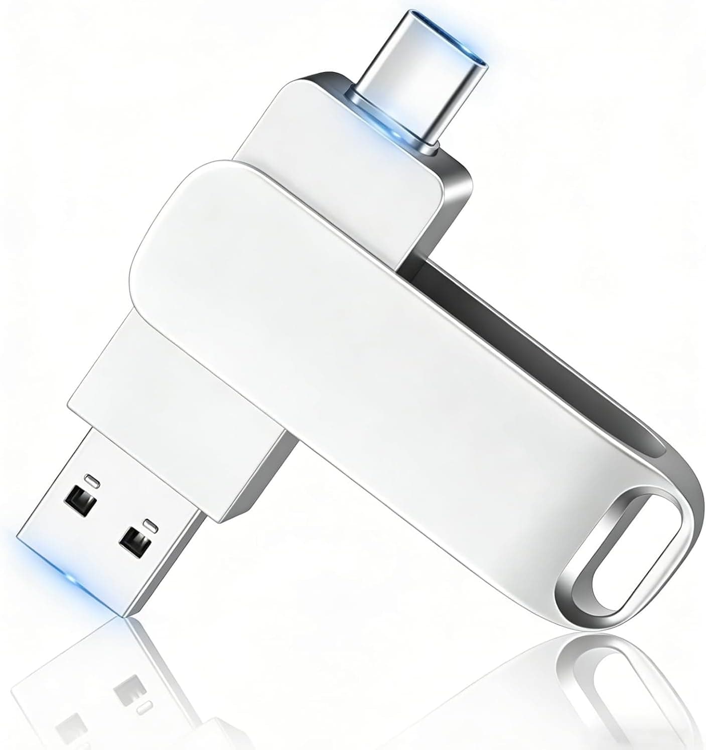 【2TB 大容量高速】USBメモリ大容量 USB&Type-C メモリフラッシュメモリ外付けストレージ usb 2tb 360度回転スマートフォン・Mac・Windows PC・iPad・Apple 15など対応合金製防水防塵耐久性高速データ転送 C USBメモリコンパクト (銀色)