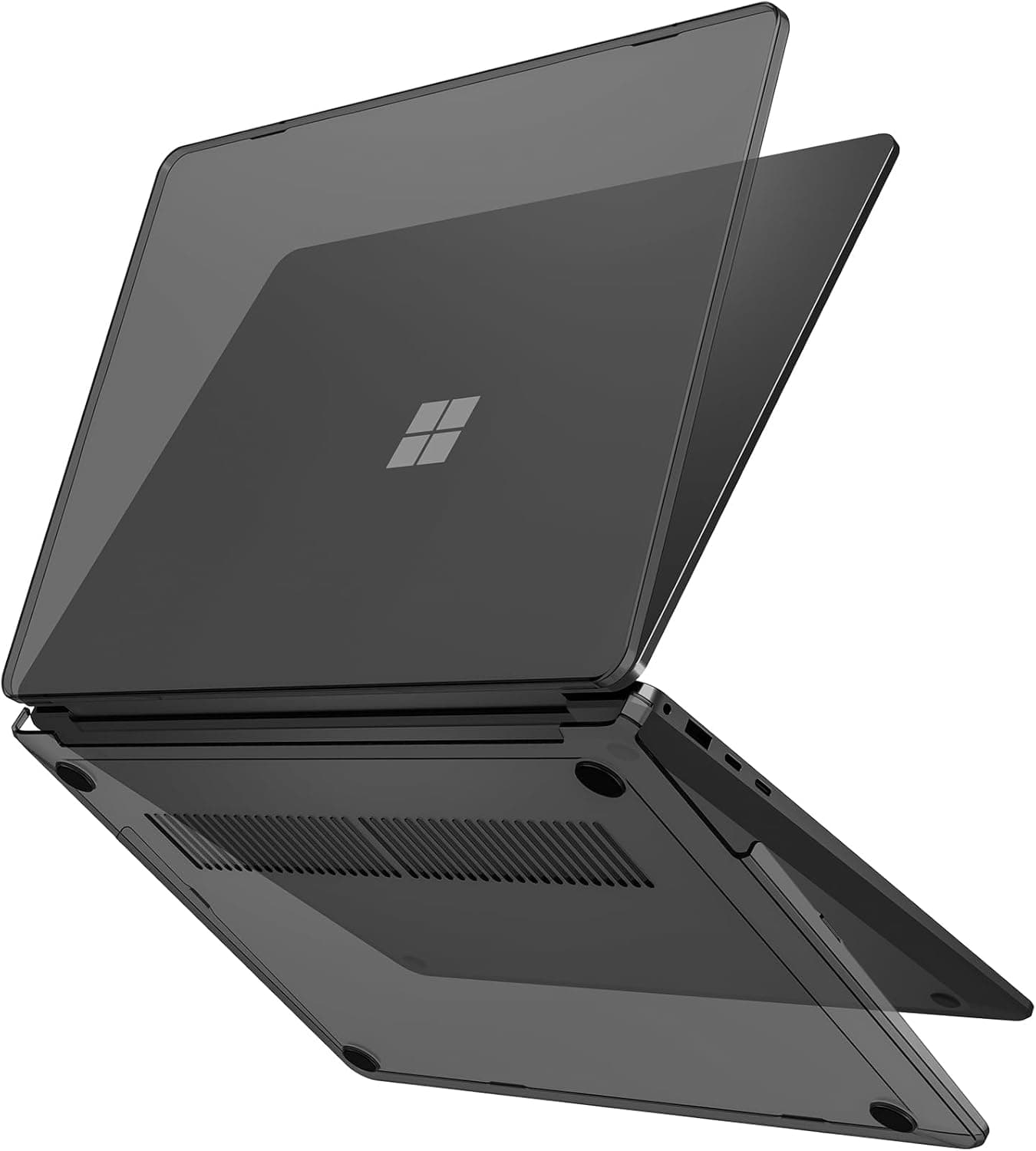 ProCase 保護ケース 13.8インチ Microsoft Surface Laptop 7 2024年発売ハードシェル透明カバー 丈夫で軽量なデザイン - ブラック