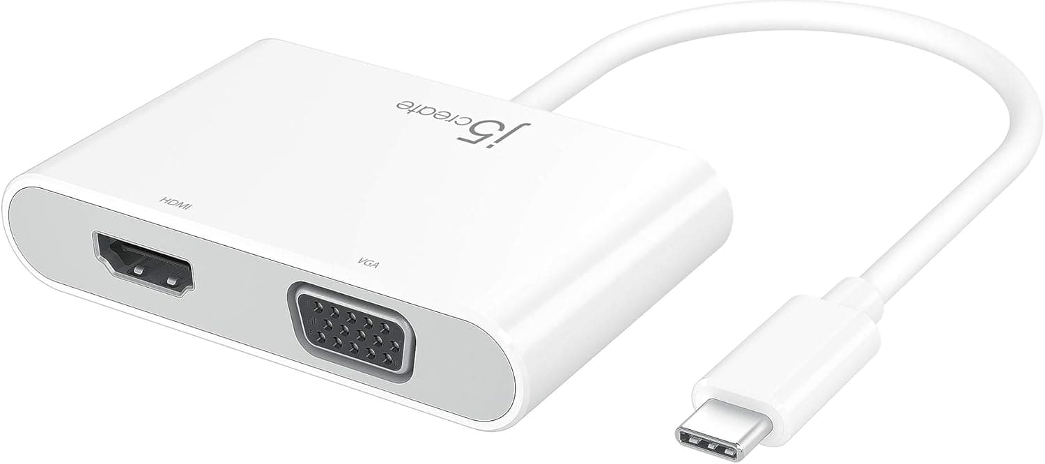 j5create USB C 4in1 PD HDMI VGA マルチアダプタ HDMI 4K 30Hz + VGA 1920x1200 60Hz映像出力ポート USB3.0 5Gbps + PD100W充電ポート iPhone 16