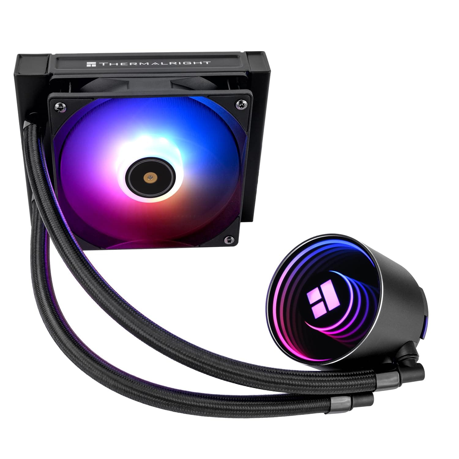 Thermalright Frozen Notte 120 ARGB ブラック液体CPUクーラー 120mm PWMファン ARGB-最大2000RPM速度 AMD
