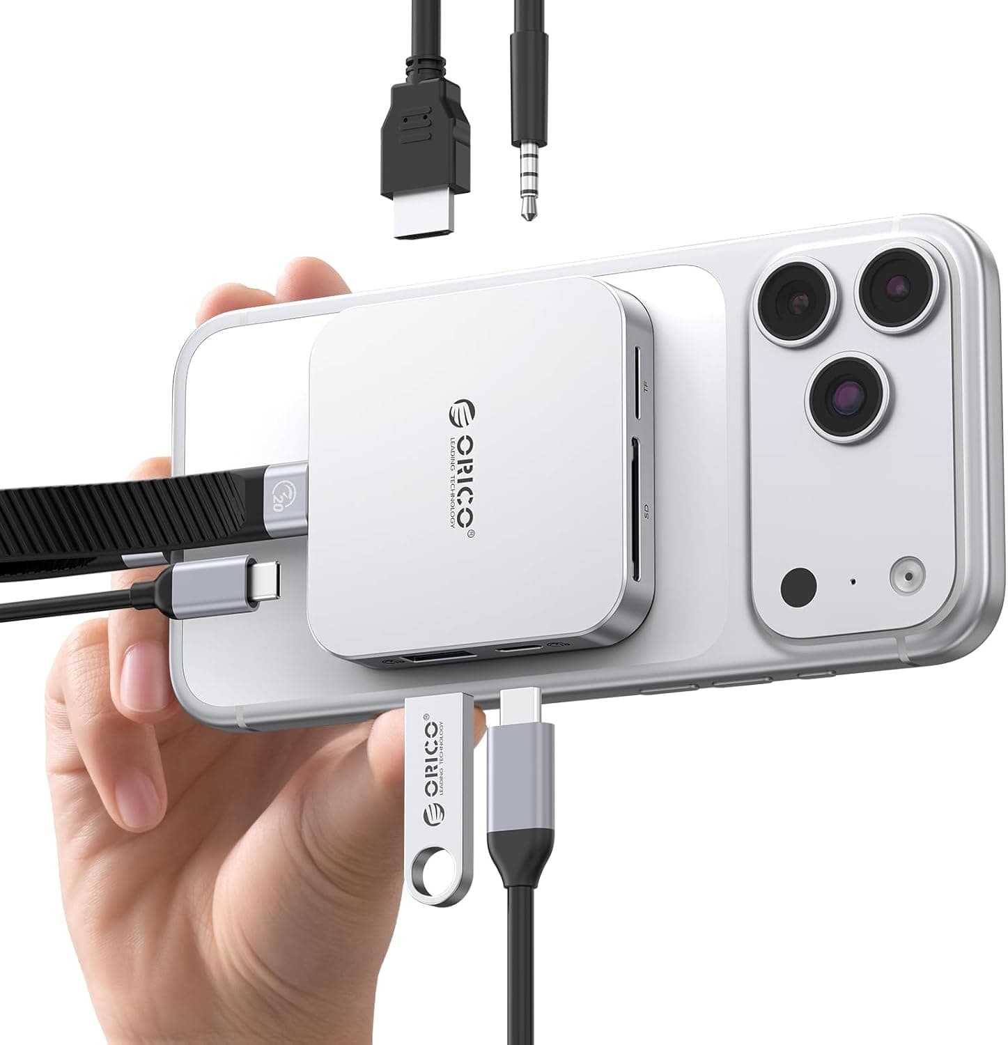 ORICO マグネット式 M.2 ドッキングステーション 8-IN-1 USB C ハブ Magsafe対応 10Gbps M.2 2230 NVMe SSDケース HDMI4K@60Hz