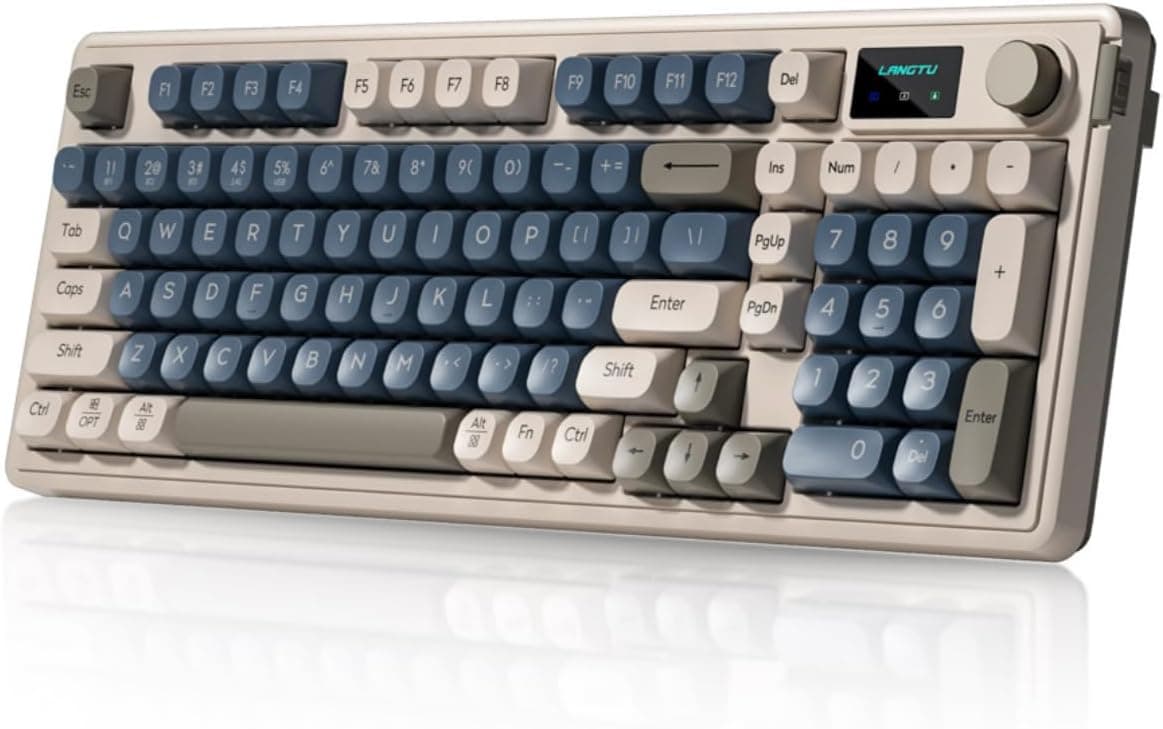 Cmokifuly L98 96%メンブレンキーボードトライモード接続 RGBバックライトロータリーノブ+スクリーンガスケット取り付け Saプロファイルキーキャップ 98キーソフトウェアプログラム可能なゲーミングキーボード MAC