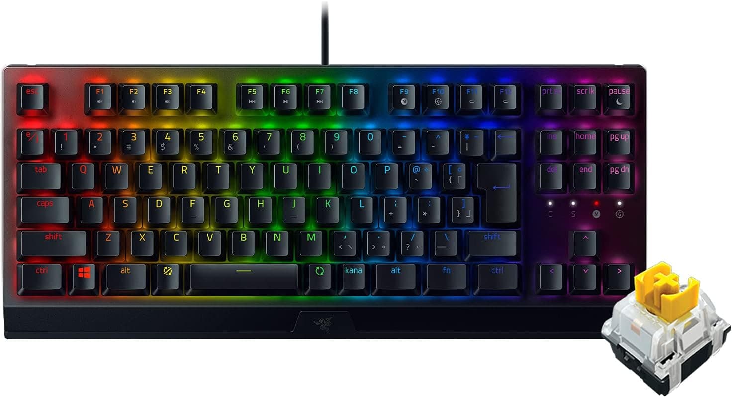 Razer ゲーミングキーボードテンキーレスメカニカルキーボード BlackWidow V3 Tenkeyless JP - Yellow Switch メカニカルイエロー軸クリアハウジング Chroma RGB 高耐久アルミ製トッププレート印字の消えないABS キーキャップ日本語 JP配列 【日本正規代理