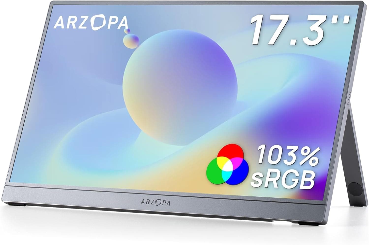 ARZOPA 17.3インチポータブルモニター グレー 1080P FHD 103% sRGB IPS ゲーミングモニター ノートパソコンモニター キックスタンド内蔵 HDMI USB C 外部スクリーン PC Mac 電話 Xbox PS5 - Z1C Plus用