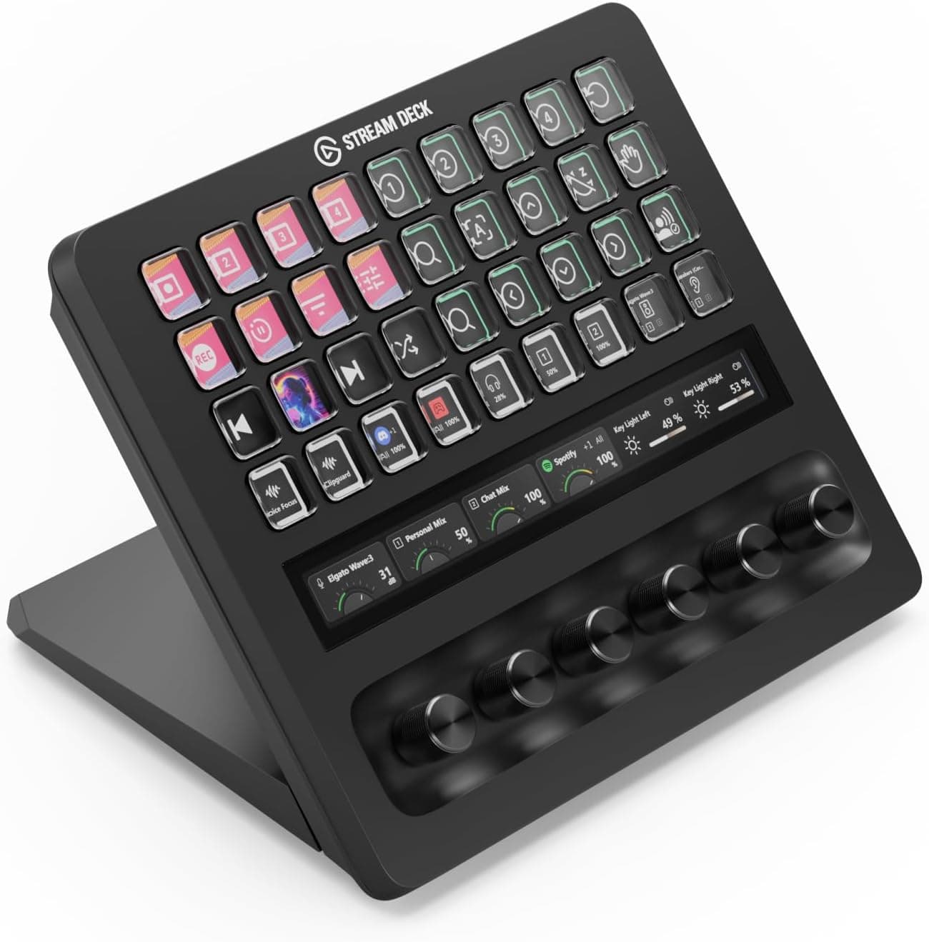 Elgato (エルガート) ストリームデッキ + XL – マクロキー付きカスタマイズ可能なコントロールプラットフォーム – 多機能ダイヤル – プロフェッショナルシステム&amp;プロダクション用タッチストリップ – PCおよびMac用USB-C