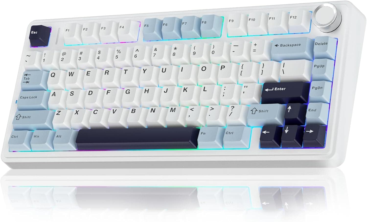 AULA F75 ゲーミングキーボードガスケットメカニカルキーボード 5層パッド&ノブ付き 75% ワイヤレスホットスワッパブル Bluetooth