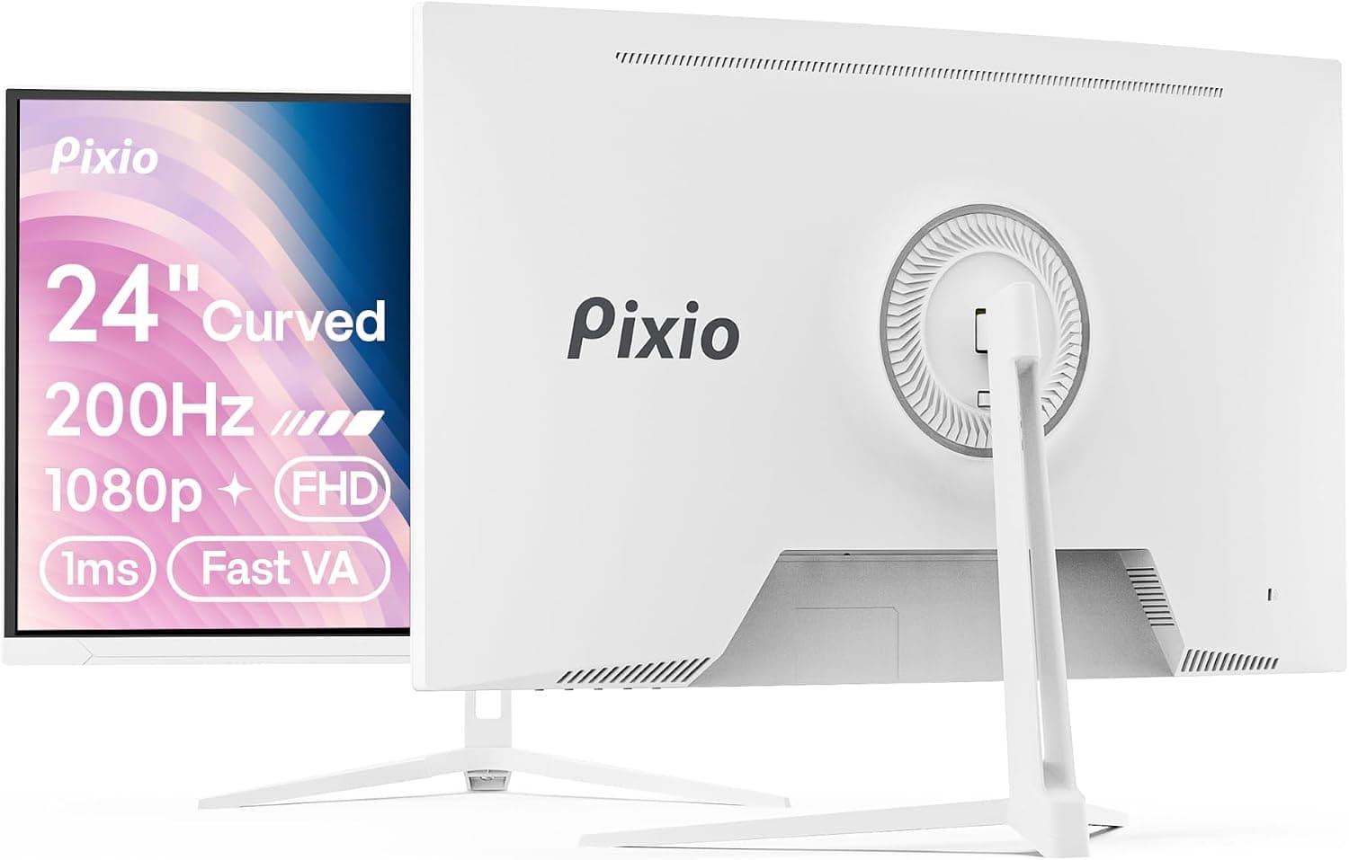 Pixio PXC248 ウェーブホワイト 24インチ 200Hz リフレッシュレート FHD 1080p 解像度 1500R カーブ高速VAパネル 1ms GTG レスポンスタイムアダプティブ同期 HDR カーブゲーミングモニター
