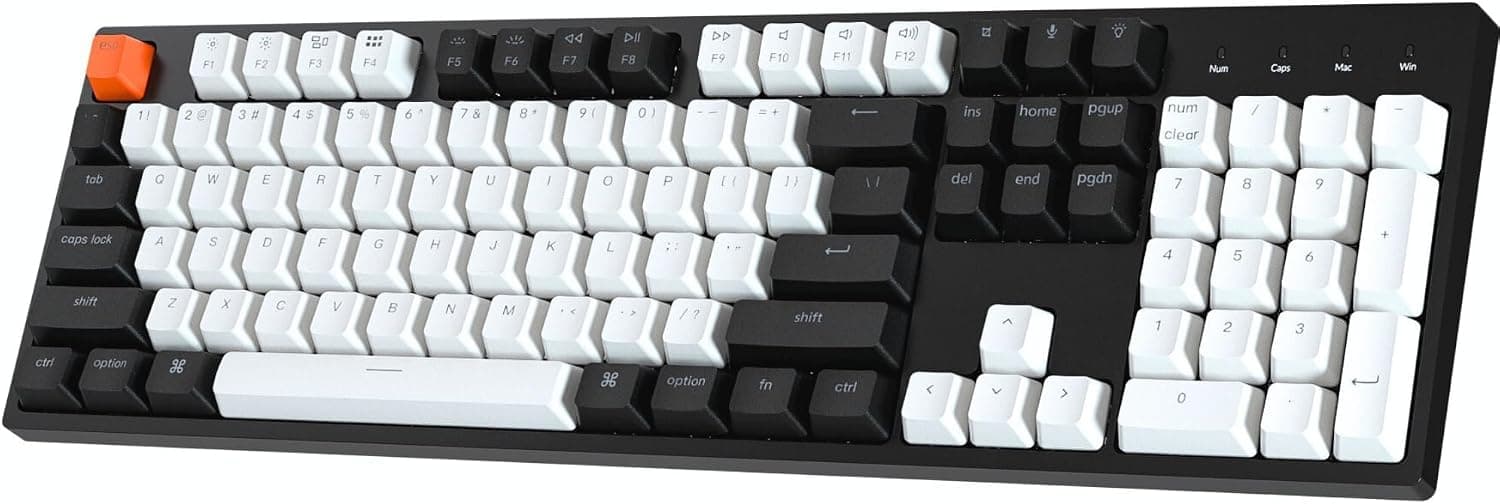 Keychron C2 フルサイズ 104キー USB Type-C有線メカニカルゲーミングキーボード Macレイアウト用 Gateron G Pro Red Switch