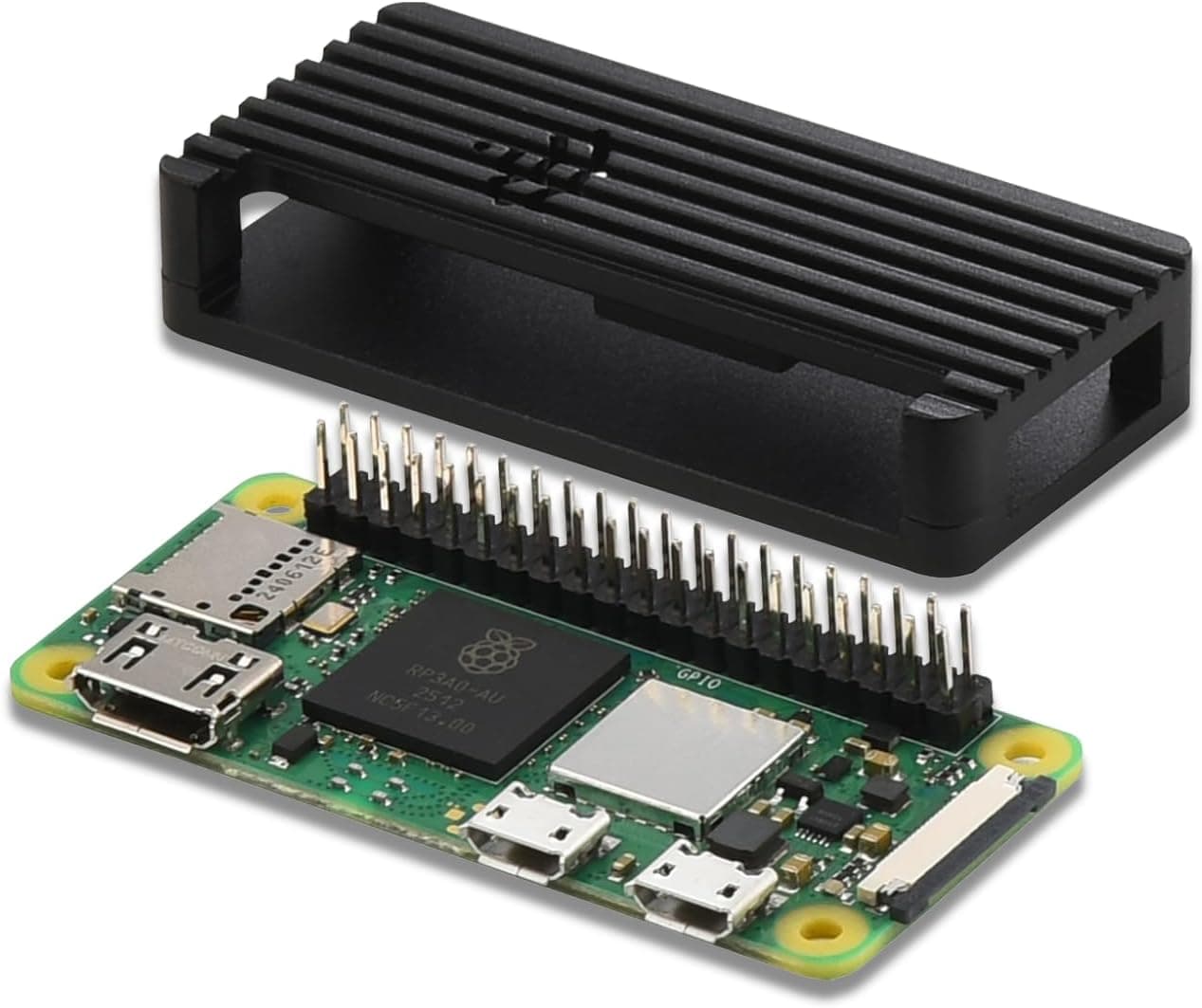 iUniker Pi Zero 2 W WHキットはんだ付け済み GPIO ヘッダーと高耐久パッシブ冷却アルミニウムケース付き Raspberry Pi Zero 2 WH