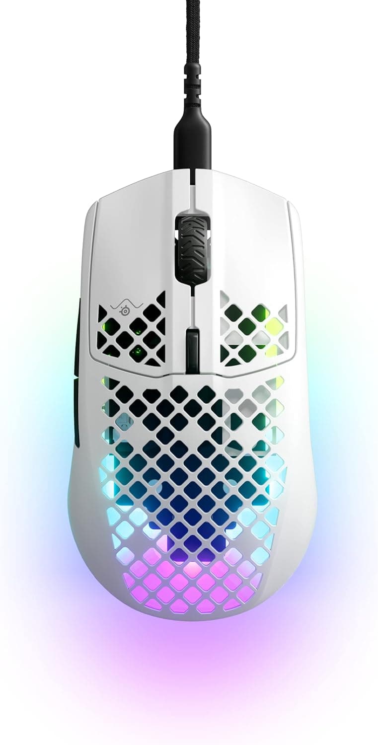 SteelSeries ゲーミングマウス有線 Aerox 3 Snow 超軽量 IP54規格防水防塵 TrueMove Coreセンサー搭載スーパーメッシュUSB-Cケーブル付き