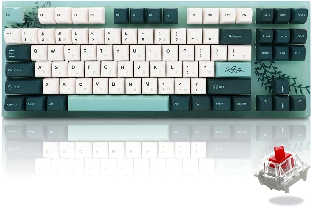 Womier K87 TKLゲーミングキーボード 80% ホットスワップメカニカルキーボード 87キー カスタムゲーミングキーボードプラントキーキャップ&RGB 発光LEDバックライト付き