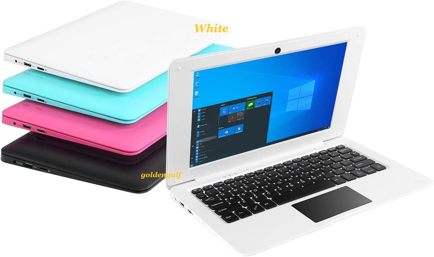 Goldengulf Windows 10 コンピューター ラップトップミニ 10インチ 32GB 超薄型軽量ネットブッククアッドコア CPU PC HDMI WiFi USB YouTube (ホワイト)