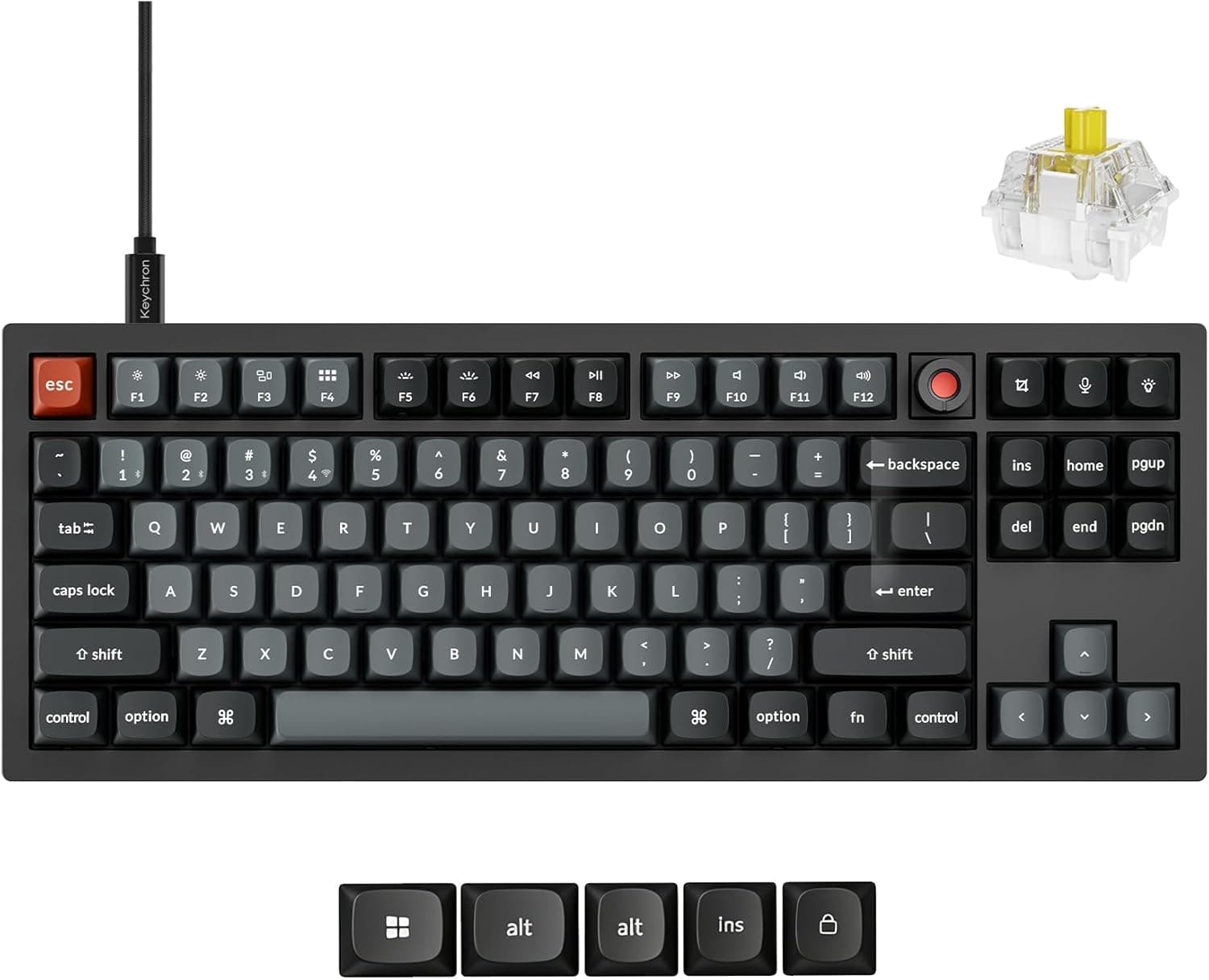 Keychron V3 8K TKL 有線メカニカルキーボード 8000Hz ポーリングレート QMK
