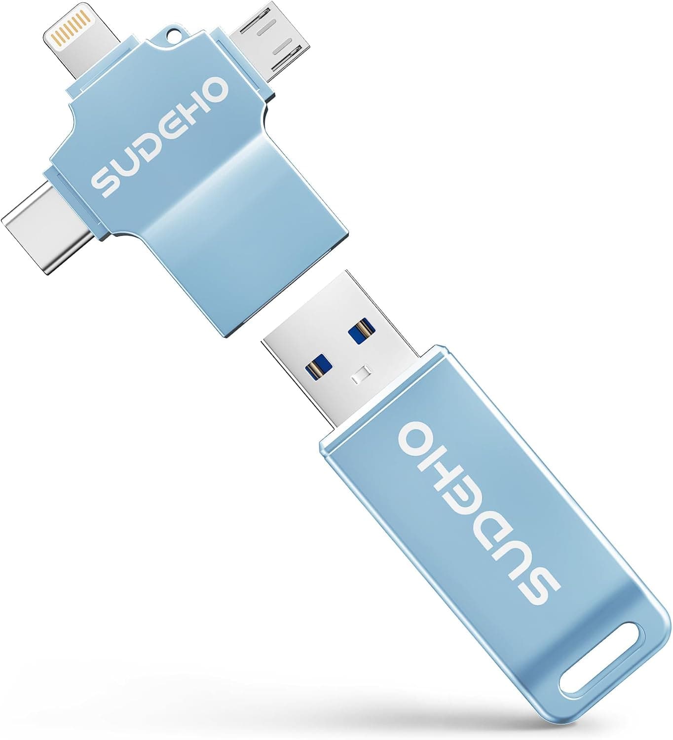 MFi認定フォトスティック 128GB USB 3.0フラッシュドライブ iPhone用 4イン1 外付けサムドライブ画像ビデオバックアップ用高速メモリースティックペンドライブ iPhone