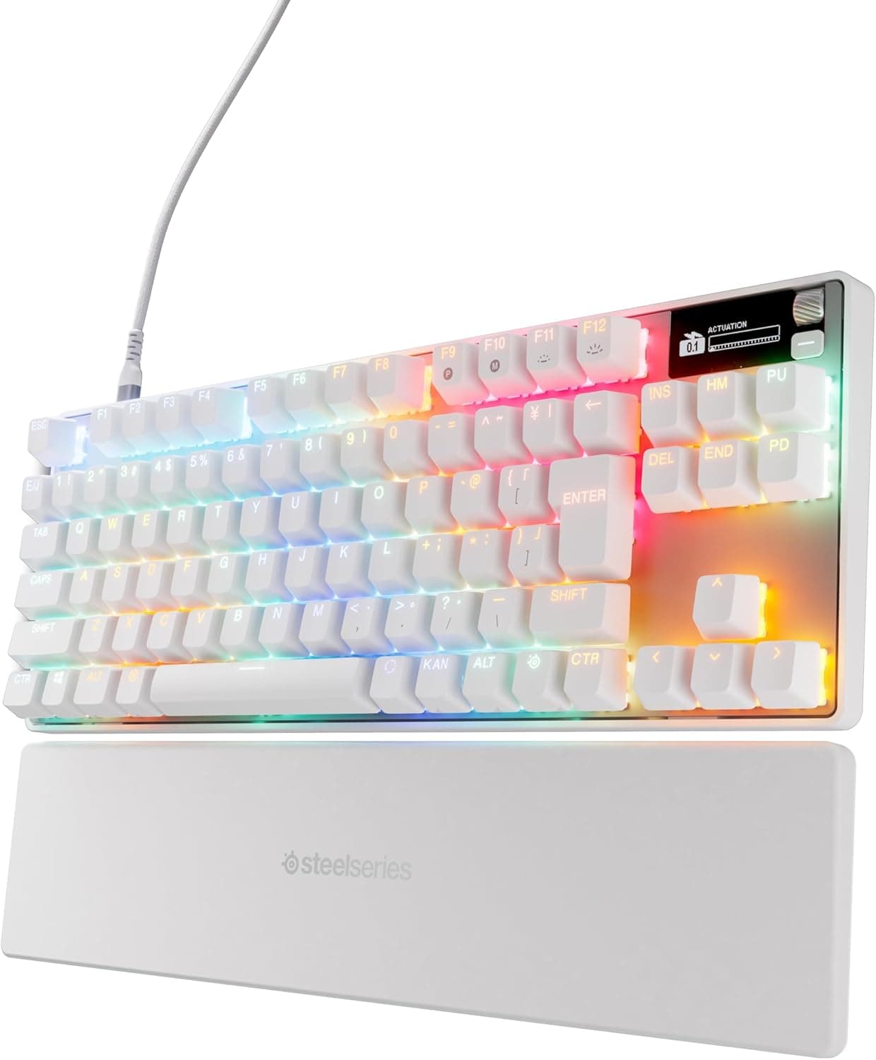 SteelSeries ラピッドタップラピッドトリガー ゲーミングキーボードテンキーレス有線日本語配列防音設計磁気ホール効果センサー OmniPointスイッチ有機ELディスプレイ搭載 Apex Pro TKL Gen 3 White JP ホワイト 64903