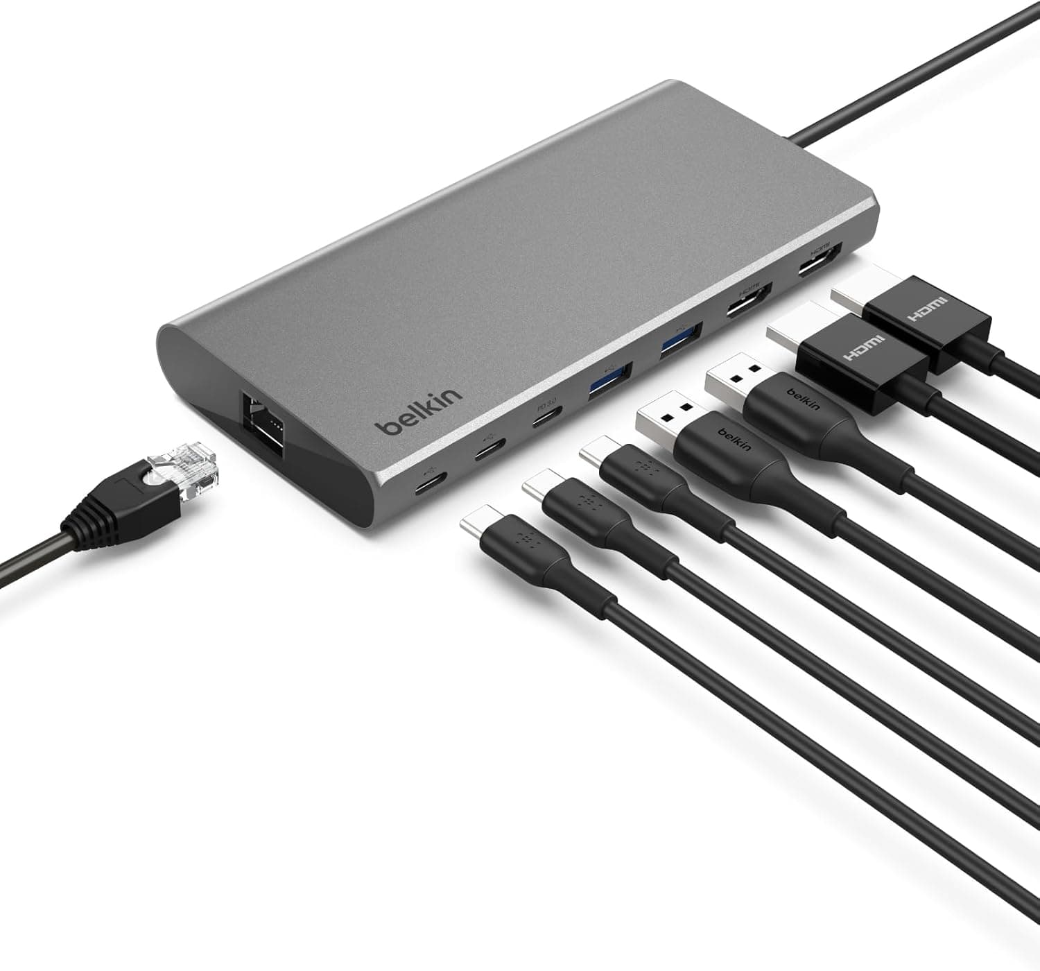 Belkin Connect ユニバーサル USB-C 8-in-1 デュアルディスプレイコアハブシリコンモーションテクノロジー付き - Mac