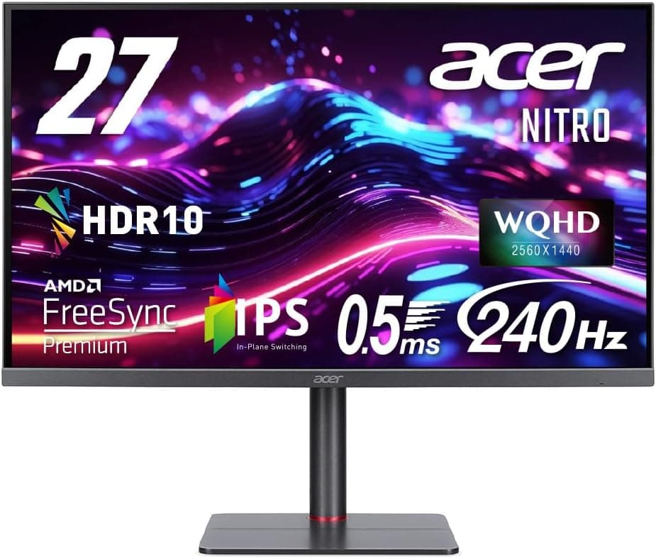 Acer ゲーミングモニター Nitro 27インチ IPS 非光沢 WQHD 240Hz 0.5ms DeltaE<2 高さ調整 HDMI2.0 DisplayPort スピーカー ヘッドホン端子 PC PS5 Xbox X