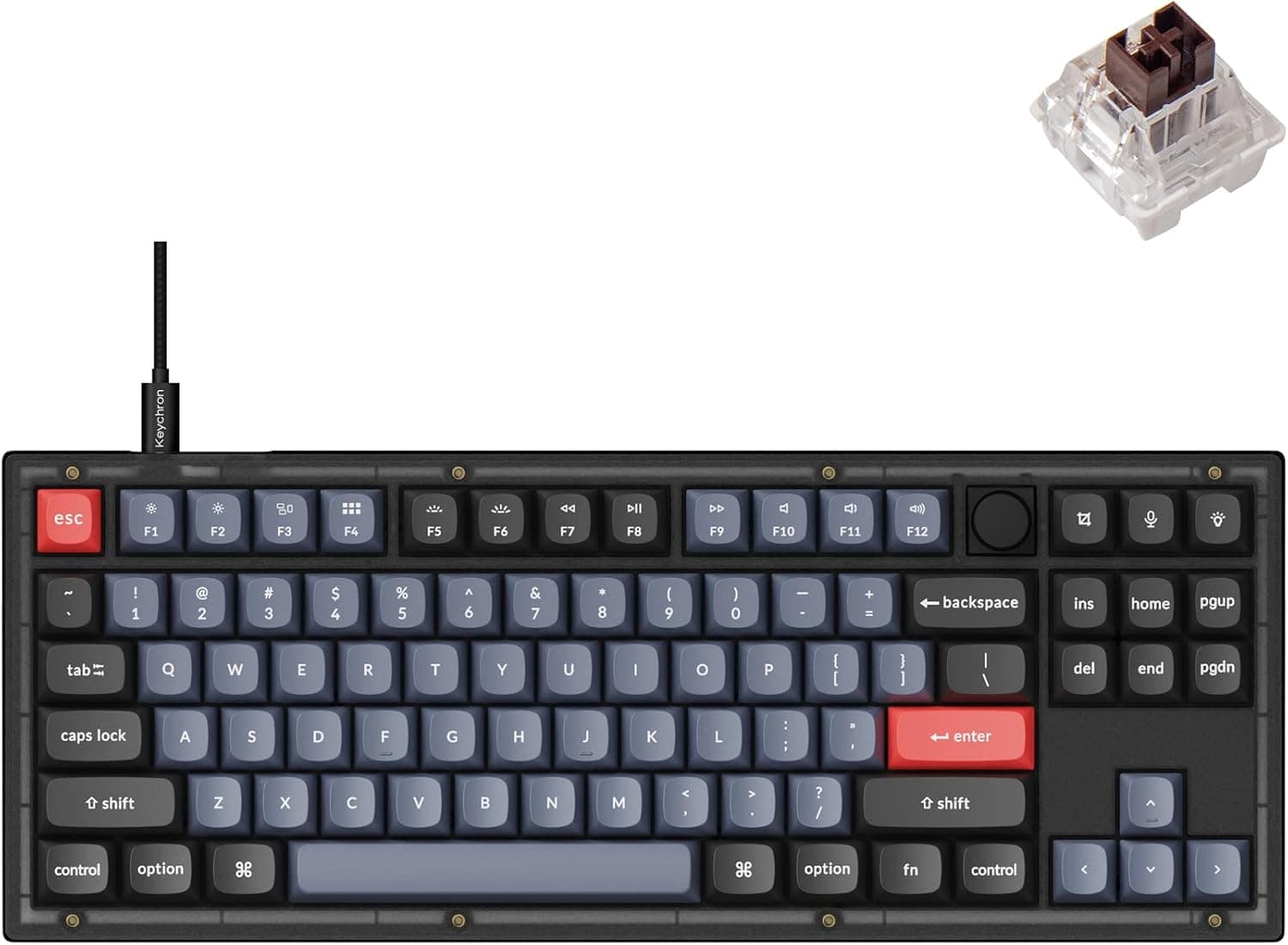 Keychron V3 有線カスタムメカニカルキーボードノブバージョン TKL QMK