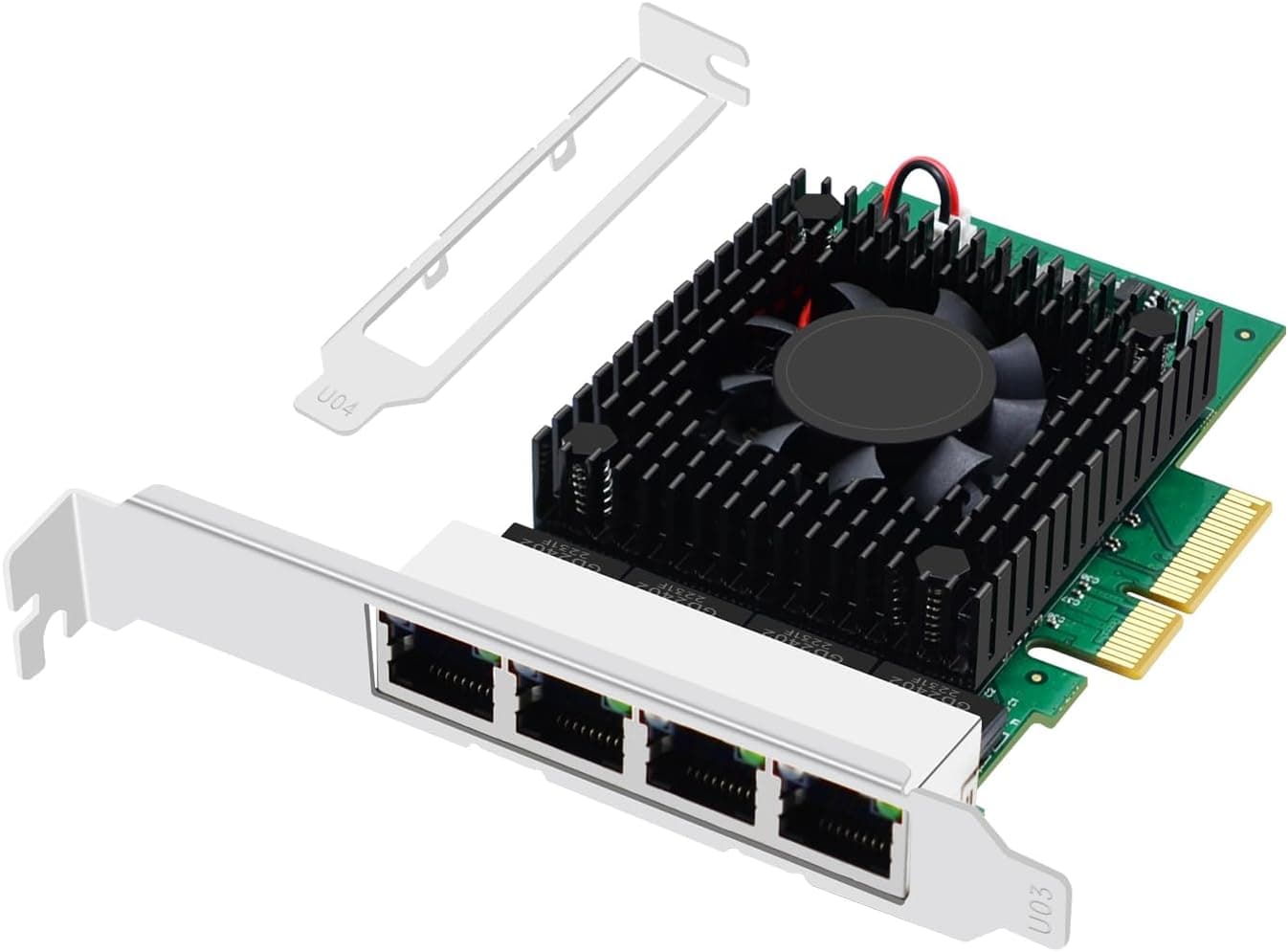 Buacoz 2.5gb ネットワークカード PCI-E X4 クアッドポートギガビットイーサネット LAN NICカード RJ45 Intel I225-V チップサーバー ネットワークカード Windows 10