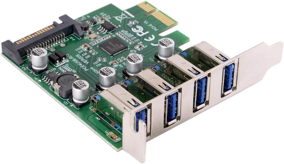 chenyang CY Low Profile 4 Ports PCI-E to USB 3.0 HUB PCI Express Expansion Card Adapter 5Gbps for Motherboard