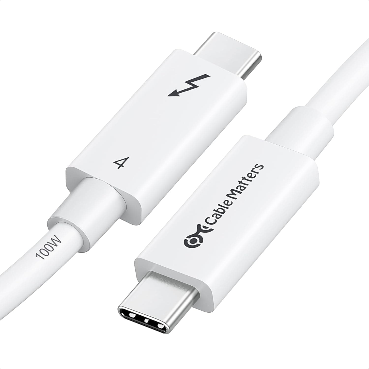 Cable Matters (インテル認定) 40Gbps アクティブThunderbolt 4ケーブル 6.6フィート 100W充電 8Kビデオホワイト - USB C
