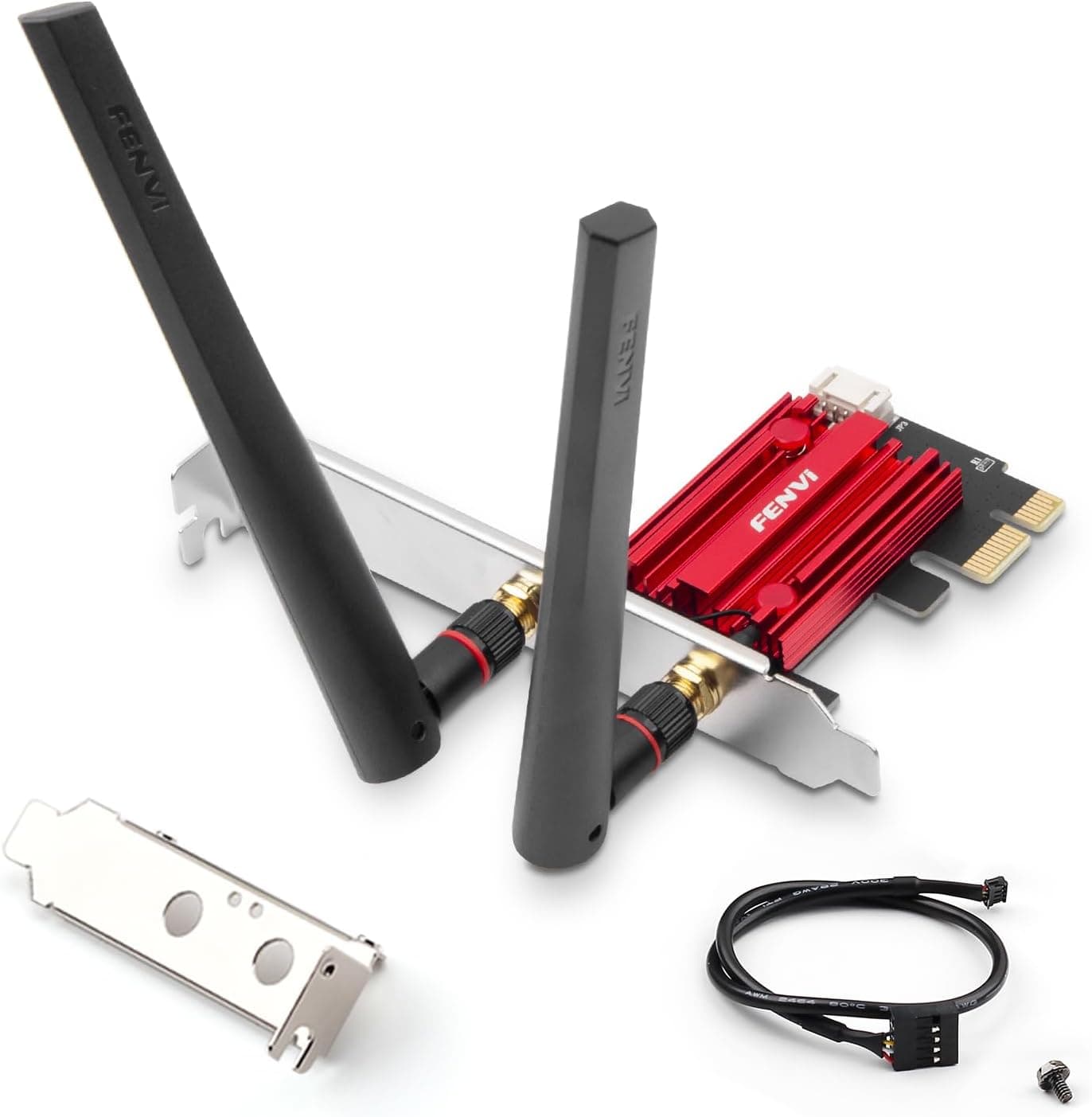 FENVI FV-AC1200S PCIe WiFiカードデスクトップ用デュアルバンドワイヤレスネットワークカード 1200Mbps (802.11ac) Bluetooth付き PCI-E X1アダプター ゲーム&ストリーミング用 (AC1200S レッド)