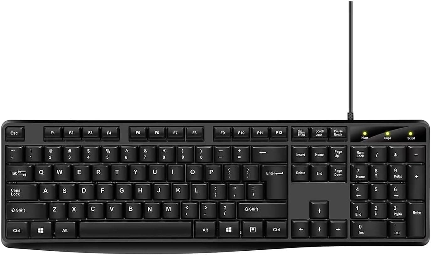 有線コンピュータキーボード、フルサイズ人間工学コンピュータキーボードと光学有線マウス Windows、Mac OSデスクトップ/ラップトップ/PC用 - ブラック