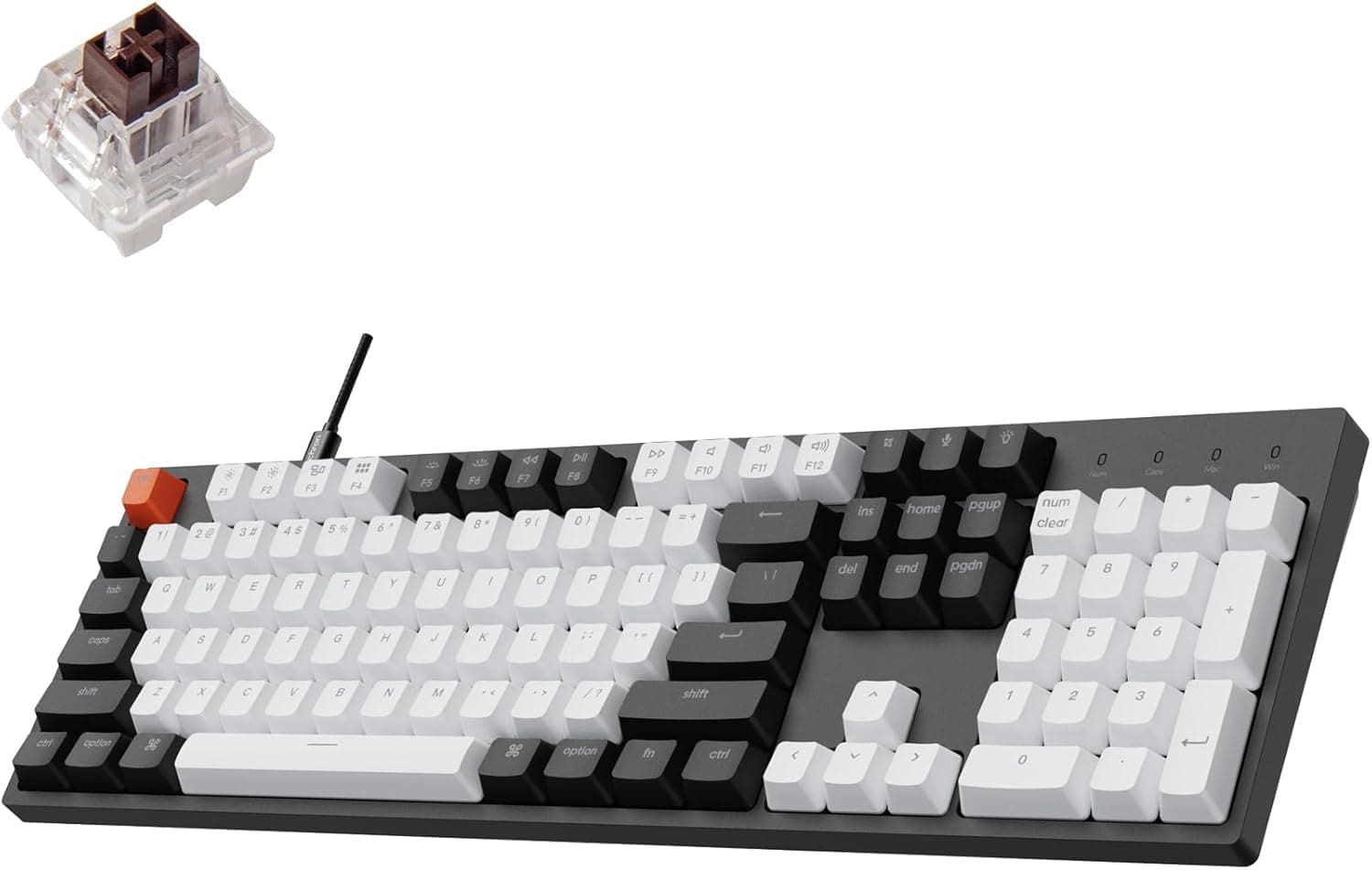 Keychron C2 フルサイズ 104キー 有線メカニカルゲーミングキーボード Macレイアウト用 Gateron G Pro ブラウンスイッチ