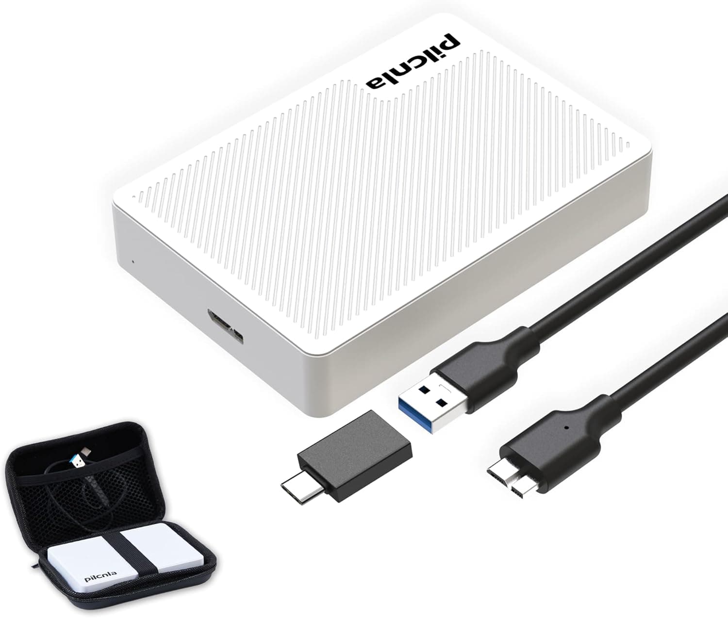 PILCNLA ウルトラスリムポータブル外付けハードドライブキャリーケース付き 1TB USB3.0 HDDストレージ Xbox One X