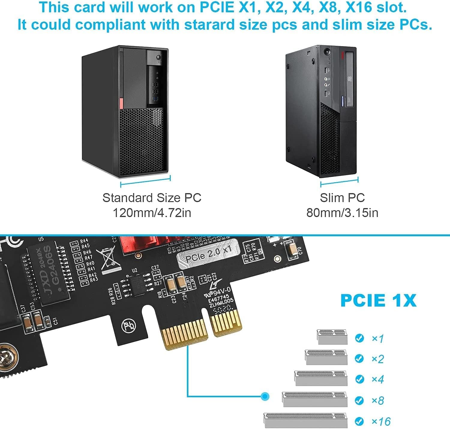 Dual-Port PCIe Gigabit Network Card 1000M PCI Express Ethernet Adapter with Intel 82576 Two Ports LAN NIC Card for Support PXE for Windows