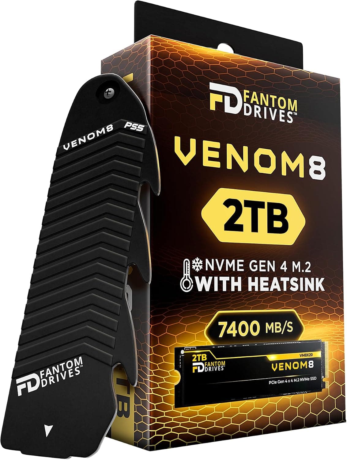 Fantom Drives VENOM8 2TB NVMe Gen4 M.2 内蔵SSD ヒートシンク付き – 最大7