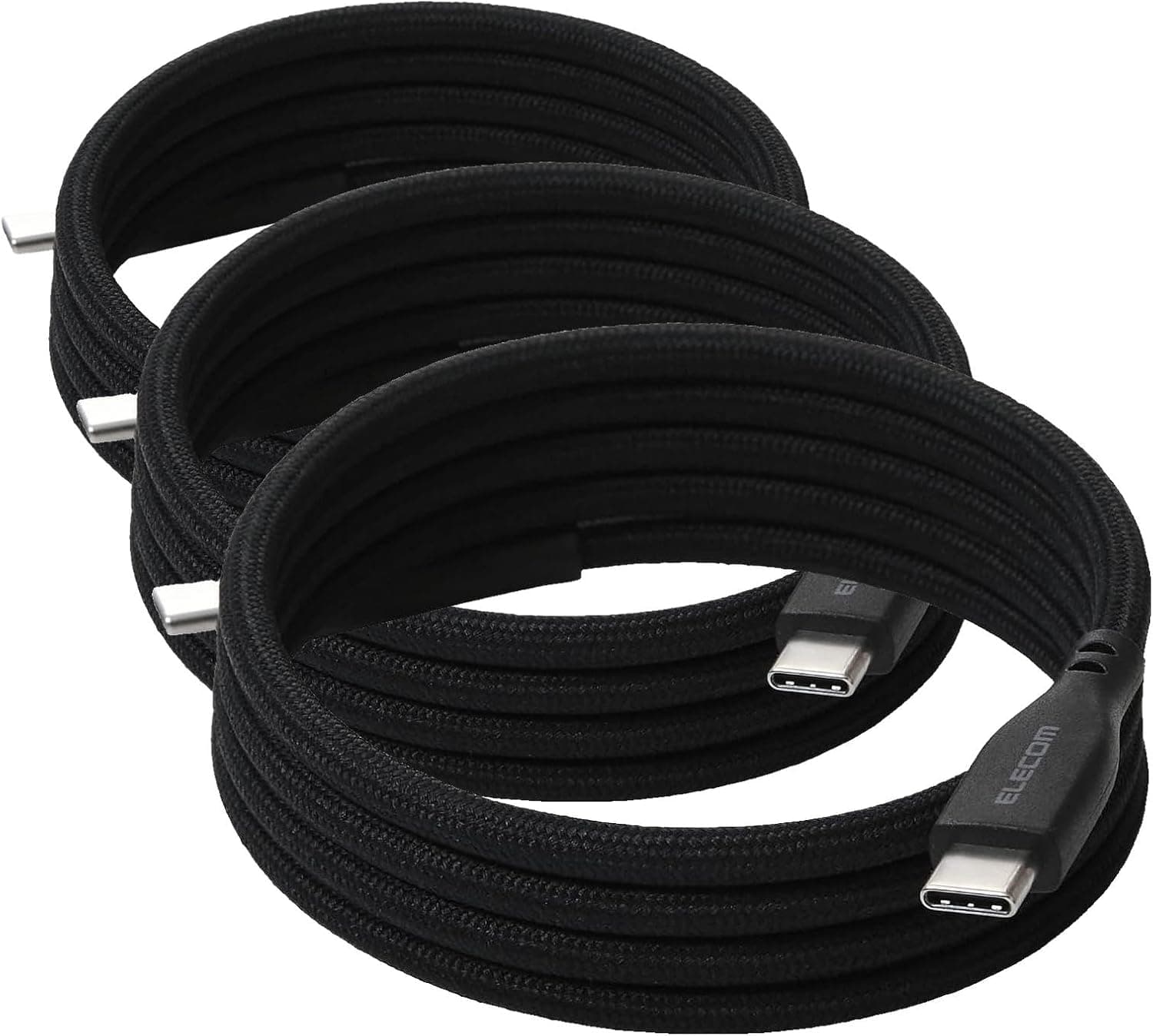 エレコム USB Type-C ケーブル 1m 60W マグネットでまとまるナイロンメッシュ USB PD対応磁石吸着ブラック MPA-CCECMG10BK (× 3)
