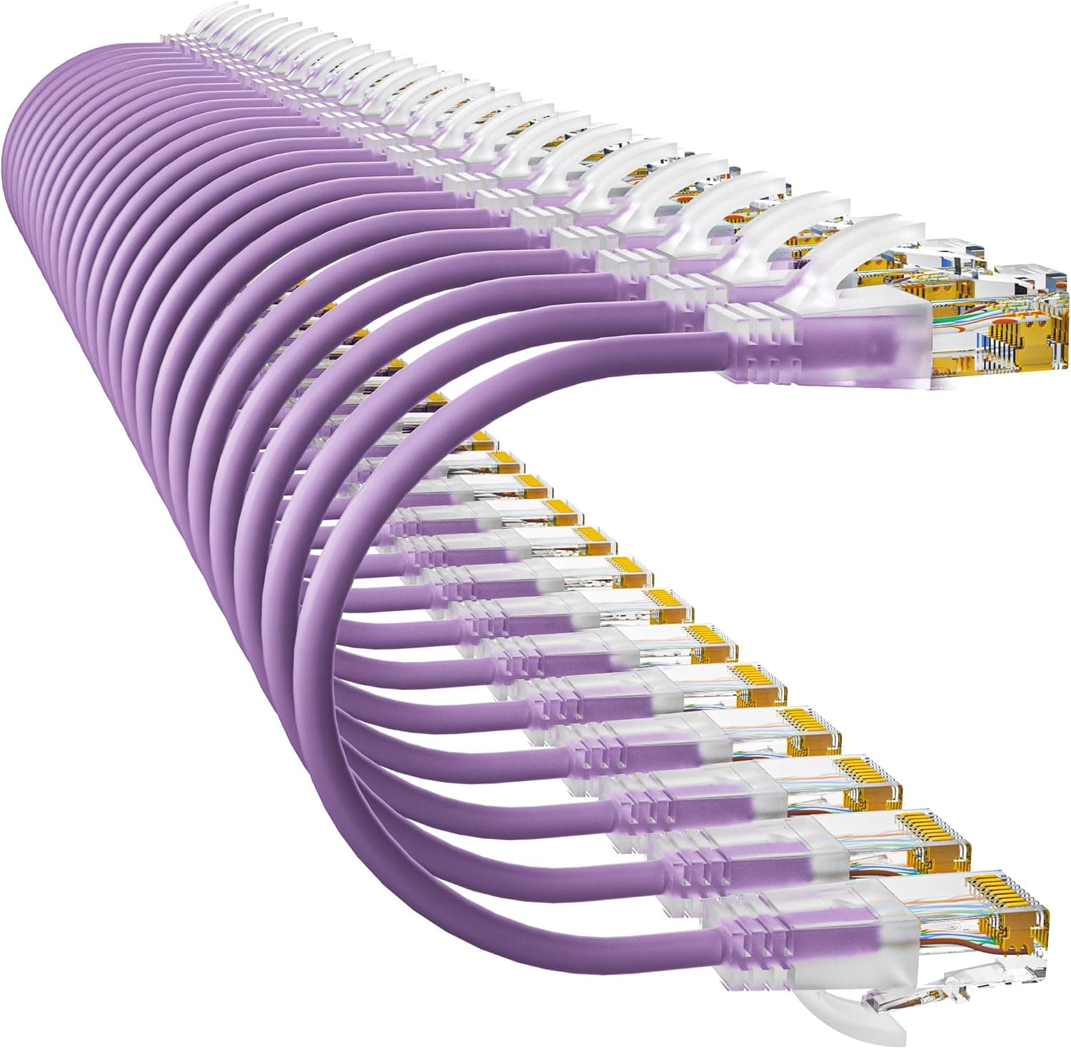 10Gsupxsel Cat6a パッチケーブル 0.2フィート (24本パック) スリム Cat6 イーサネットパッチケーブル純銅フレキシブル Cat 6 パッチケーブル 550MHZ 10G 省スペース Cat 6A ネットワークケーブルパッチパネル用パープル
