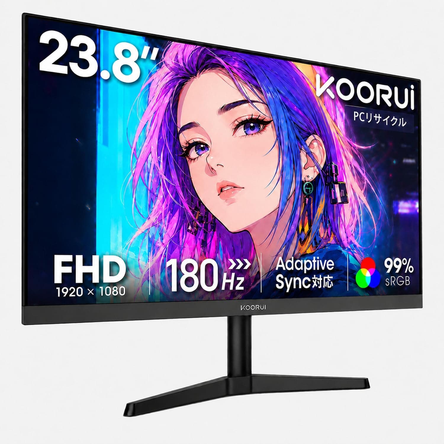 KOORUI ゲーミングモニター 24インチ PCモニター 180Hz フルHD 1920×1080 VA ディスプレイ HDMI VESA対応