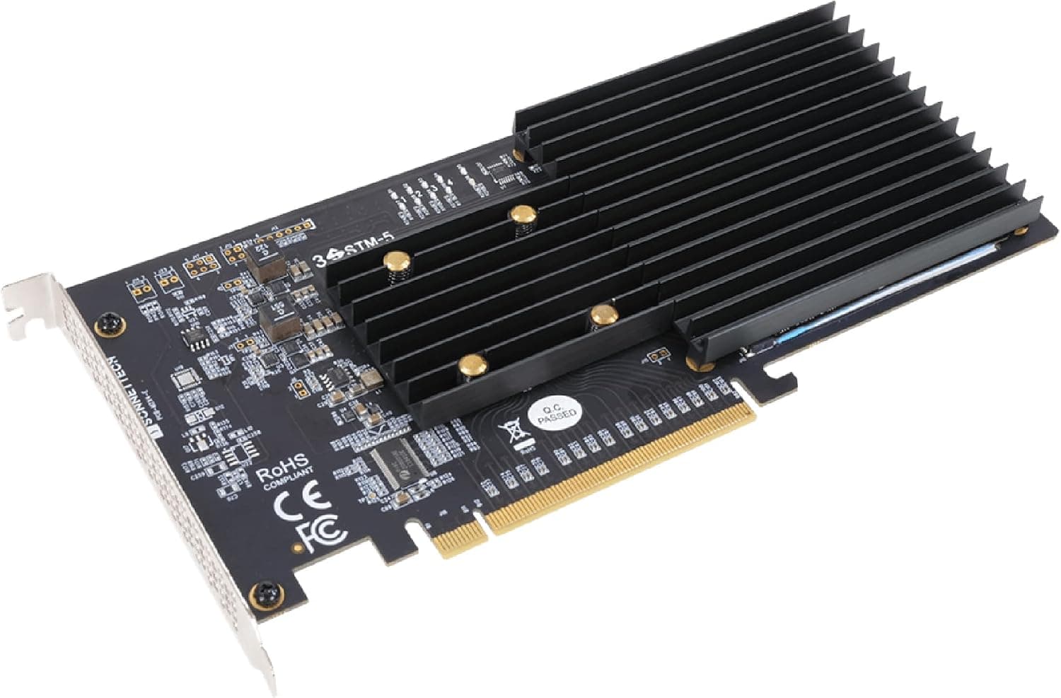 Sonnet M.2 4x4 サイレントPCIeカード(4つのM.2 NVMe SSDスロット)。