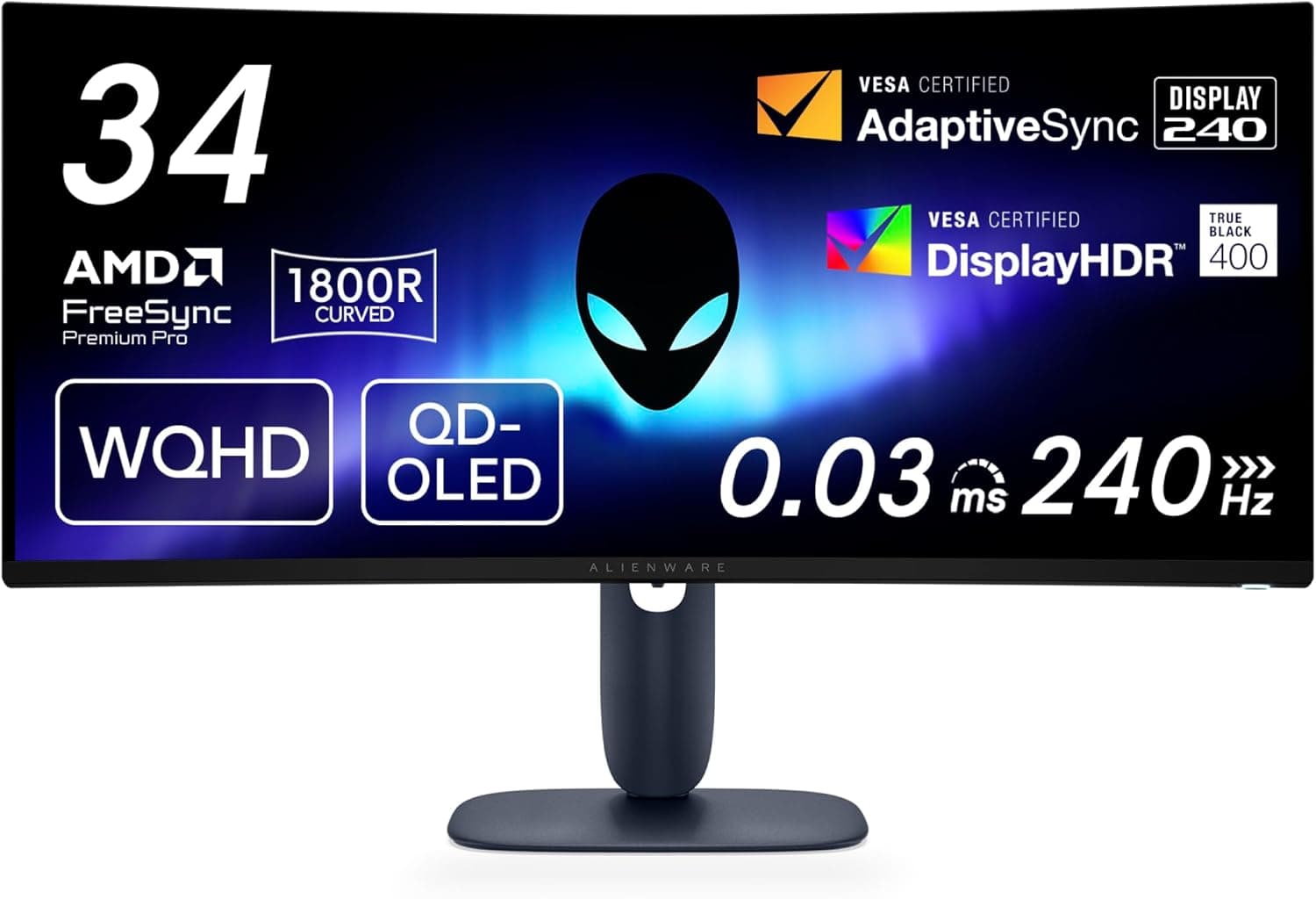 Dell AW3425DW 34インチ曲面QD-OLED Alienwareゲーミングモニター(無輝点3年保証)