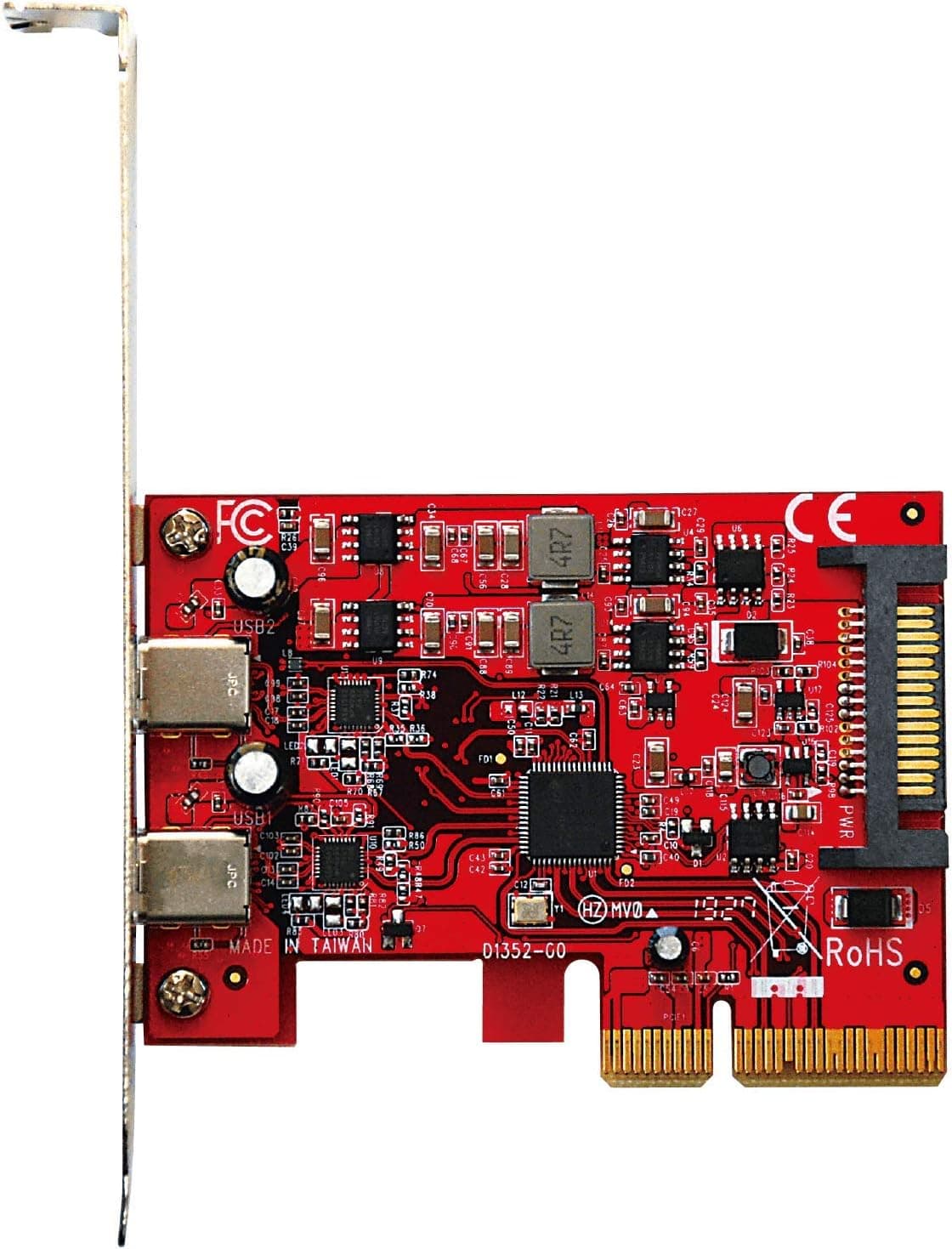 玄人志向 USB3.2 Gen2 (10Gbps) Type-C×2 インターフェースカード (PCI-Express x4 接続) ASMedia社製 ASM3142 搭載 USB3.2C-P2-PCIE3