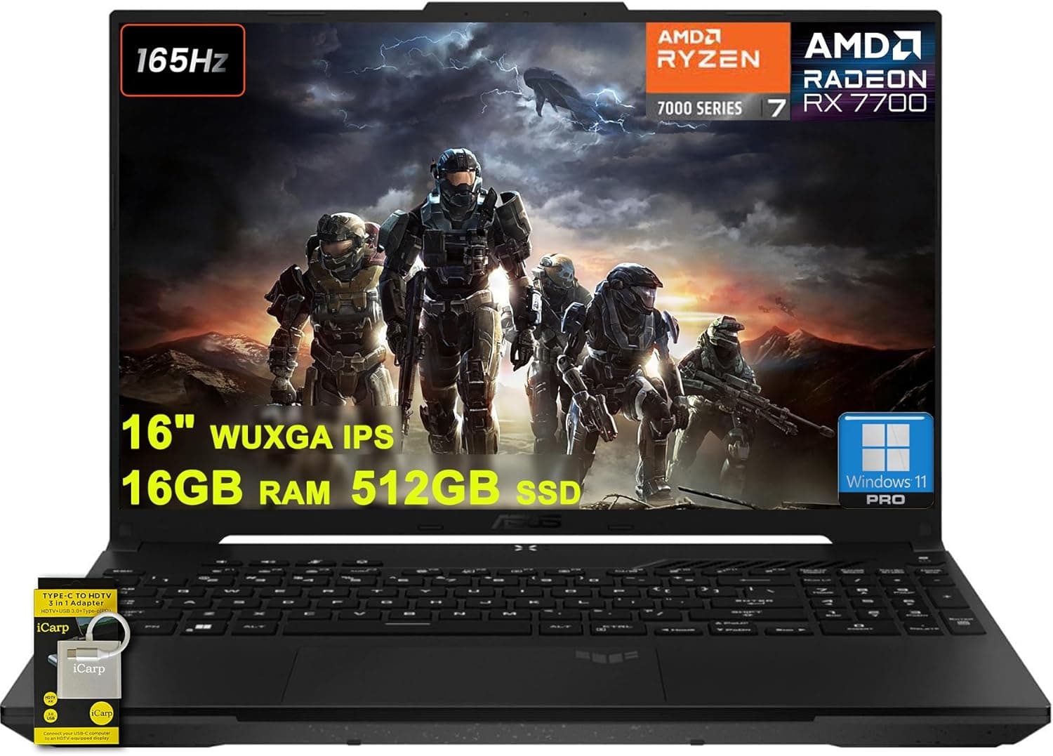 ASUS TUF Gaming A16 FA617NS 16-inch WUXGA 165Hz Ryzen 7 7735HS Radeon RX 7700S Gaming Laptop Windows 11 Pro