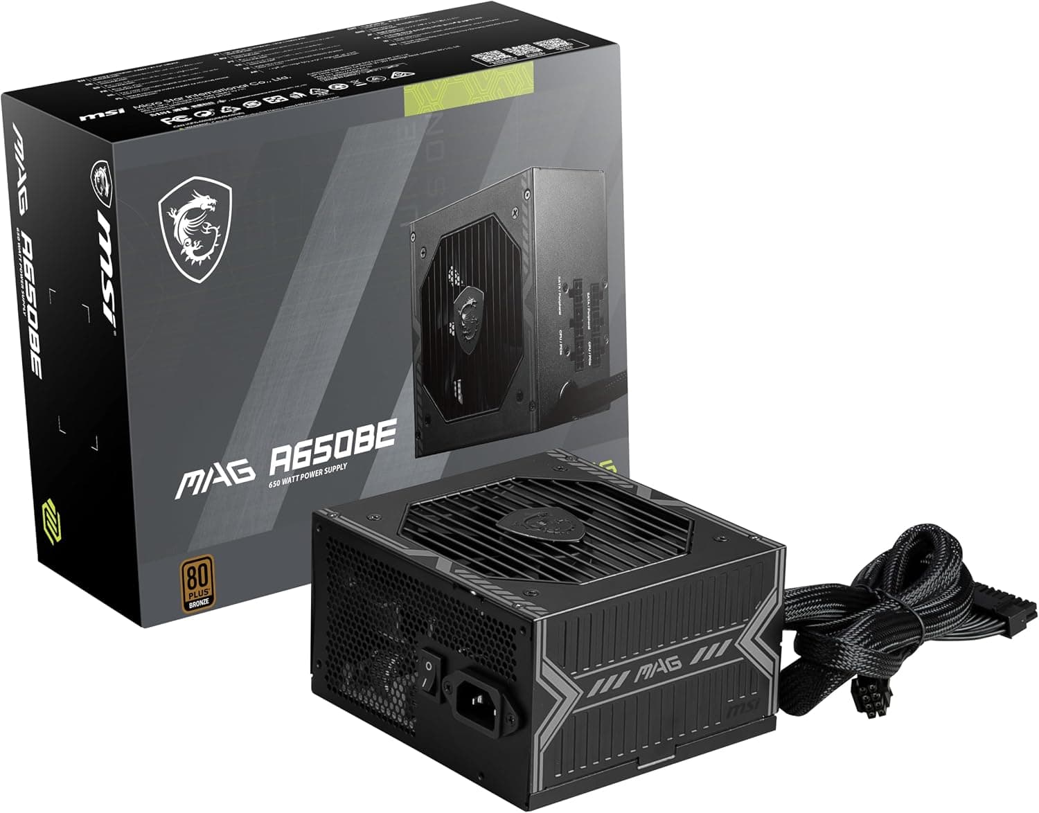 MSI MAG A650BE ゲーミング電源 - 80 Plus ブロンズ認定 650W - セミモジュラー - 低ノイズ ATX PSU
