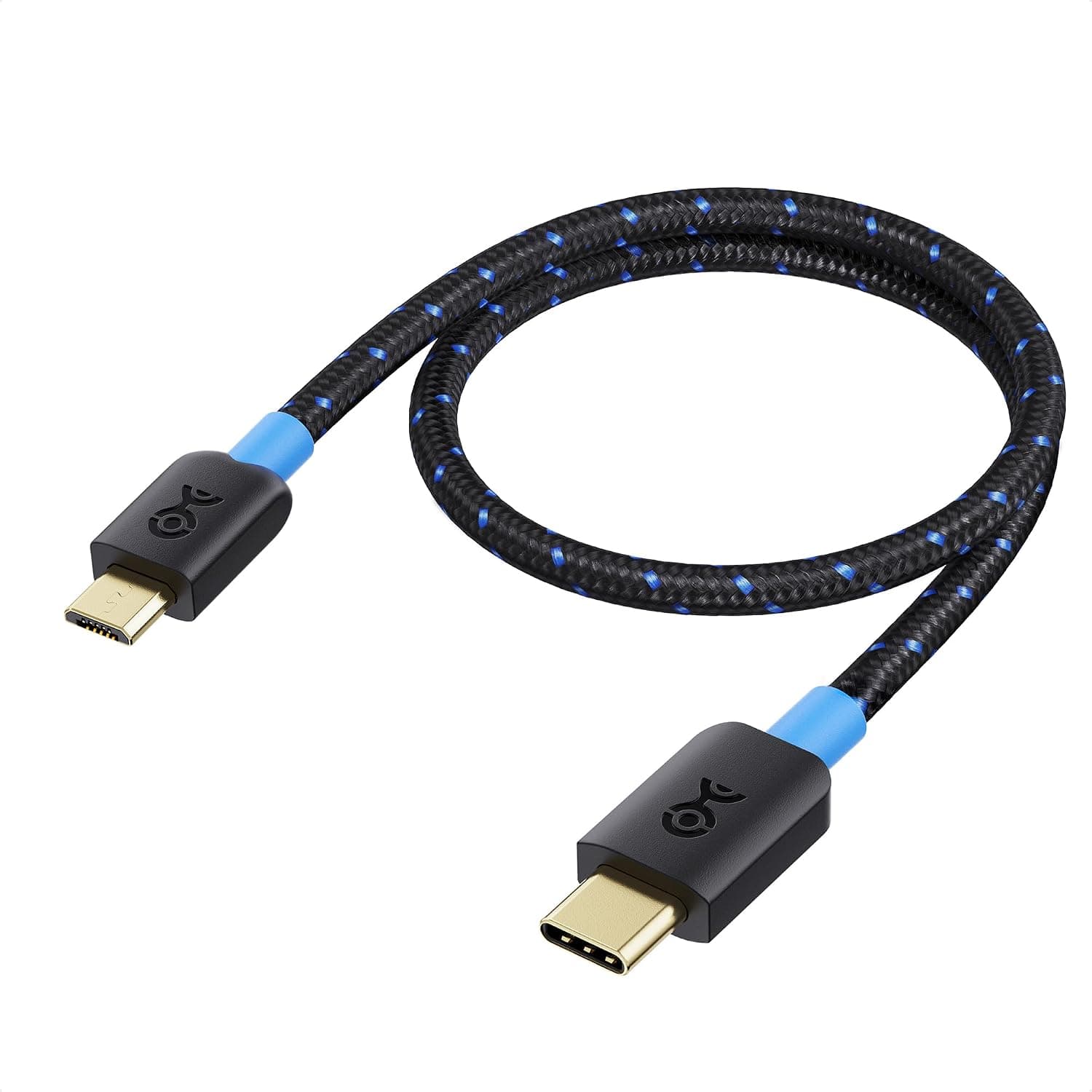 Cable Matters 編組マイクロUSB タイプC 変換ケーブル 30cm 黒 Micro USB Type-C ケーブル