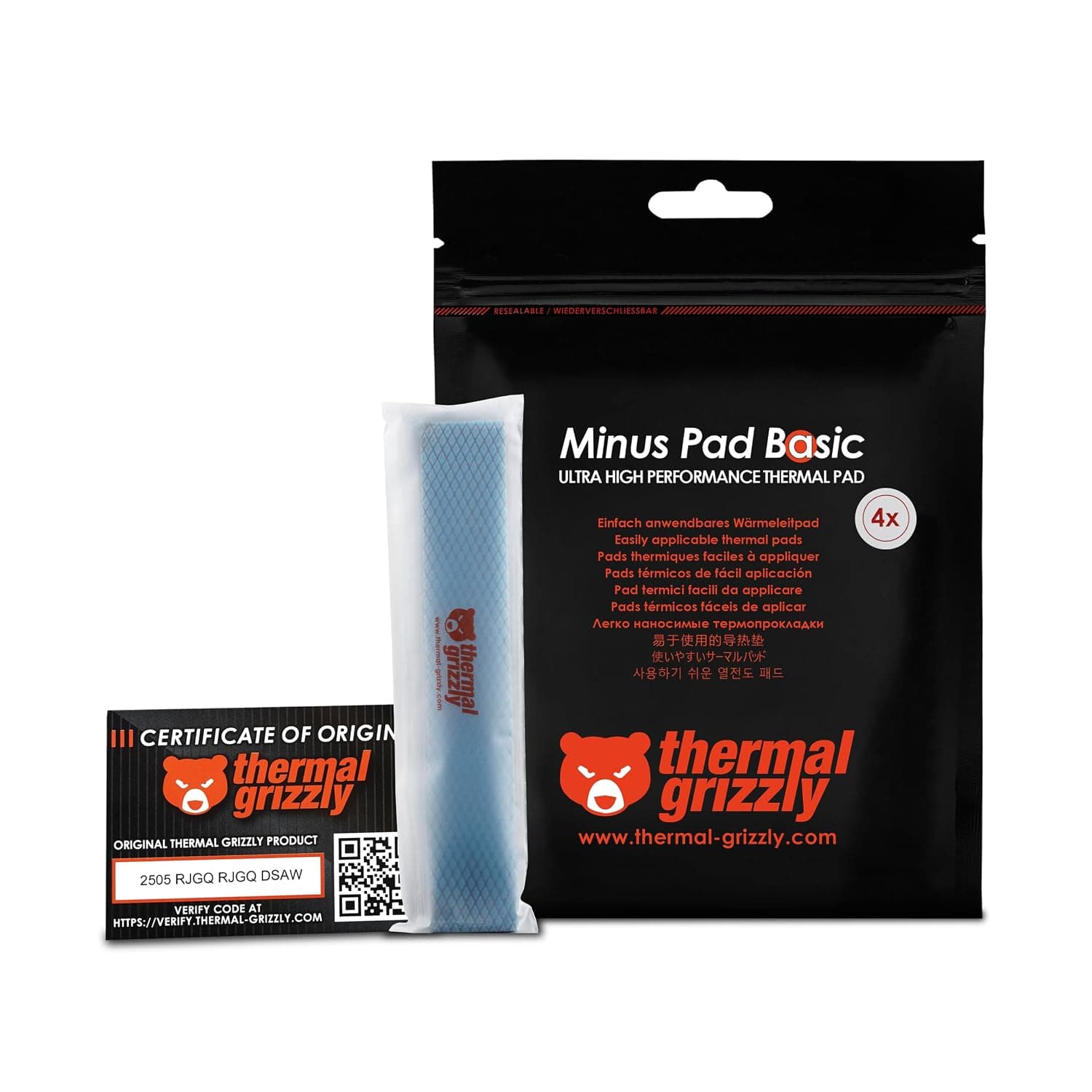 Thermal Grizzly Minus Pad Basic – 4パックサーマルインターフェースパッド