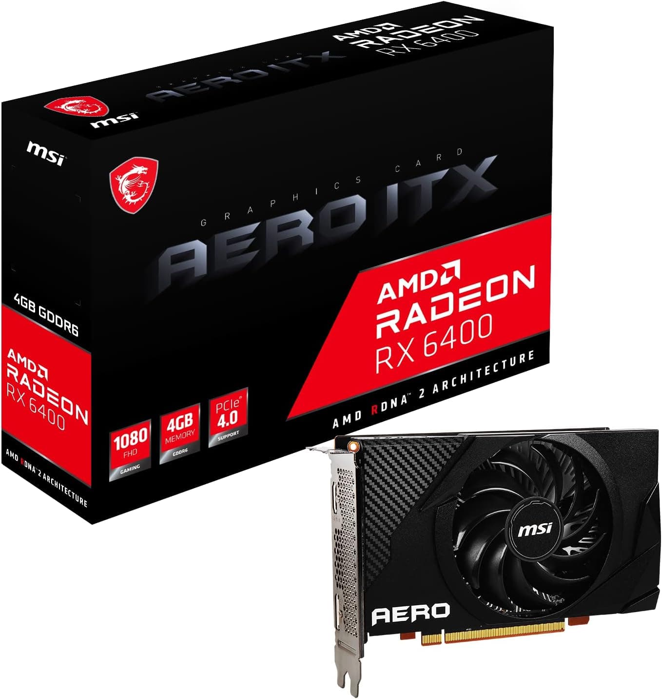 MSI Radeon RX 6400 AERO ITX 4G グラフィックスボード VD8096 ブラック