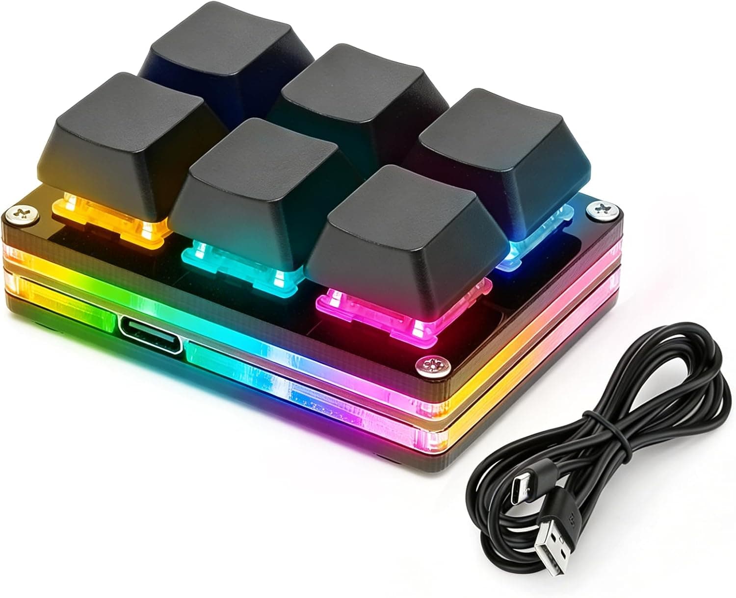aikeec ブラックホワイト 6キー ゲーミングキーボード USB Mini 6キー キーパッドメカニカルゲーミング PC キーボードプログラミングマクロソフトウェア付き OSU HID 標準キーボード(アップグレードチェリーシャフト&amp;RGB LED)