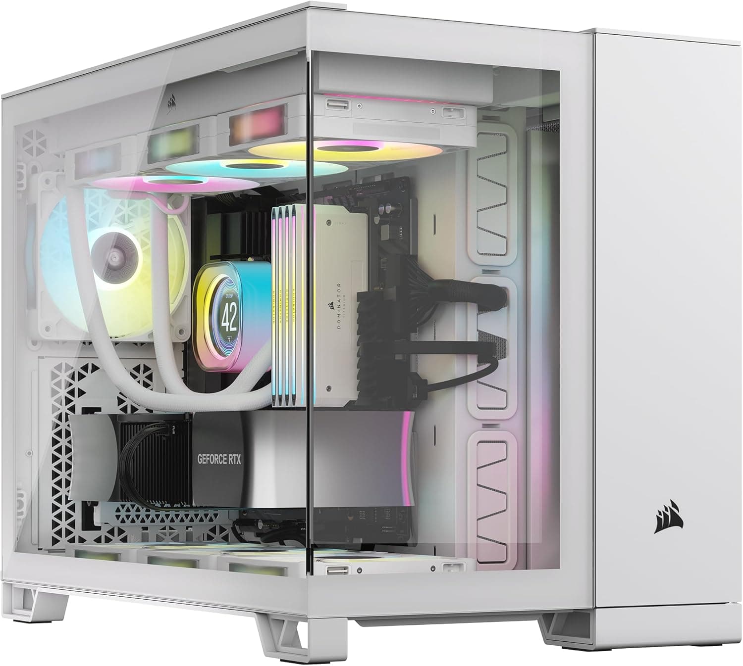 CORSAIR 2500X RGB Micro ATX Dual Chamber PCケース iCUE LINK RX120ファン付きホワイト CC-9011268-WW