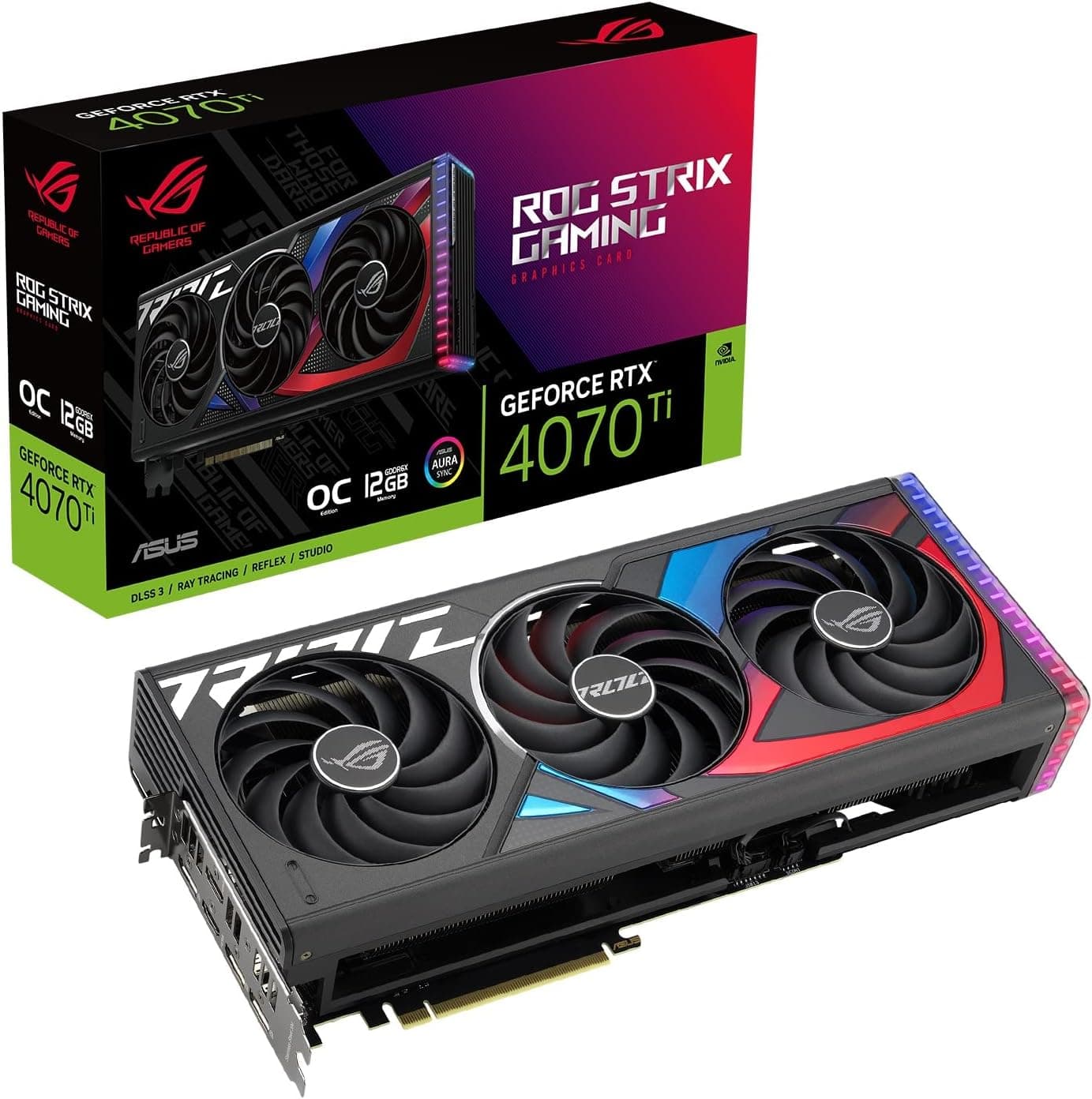 ASUS nVidia GeForce ROG-STRIX-RTX4070TI-O12G-GAMING RTX 4070Ti 12GB GDDR6X OC Edition 2760MHz Boost Clock