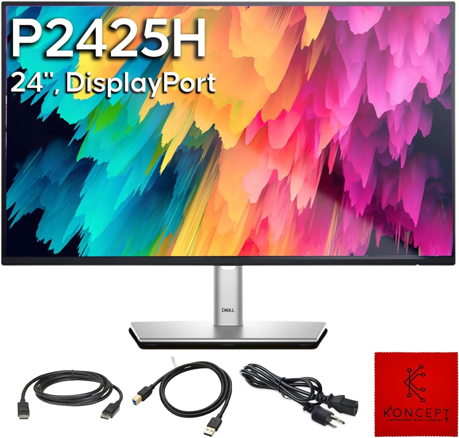 Koncept P2425H Dell 交換用 - コンピュータモニタースクリーン 24インチ 16:9 IPSバンドルスタンド付き - フルHD 1920 x 1080-1年保証 - LED 100Hz - DisplayPort & USB 3.0 アップストリームケーブル付き - 新モデル